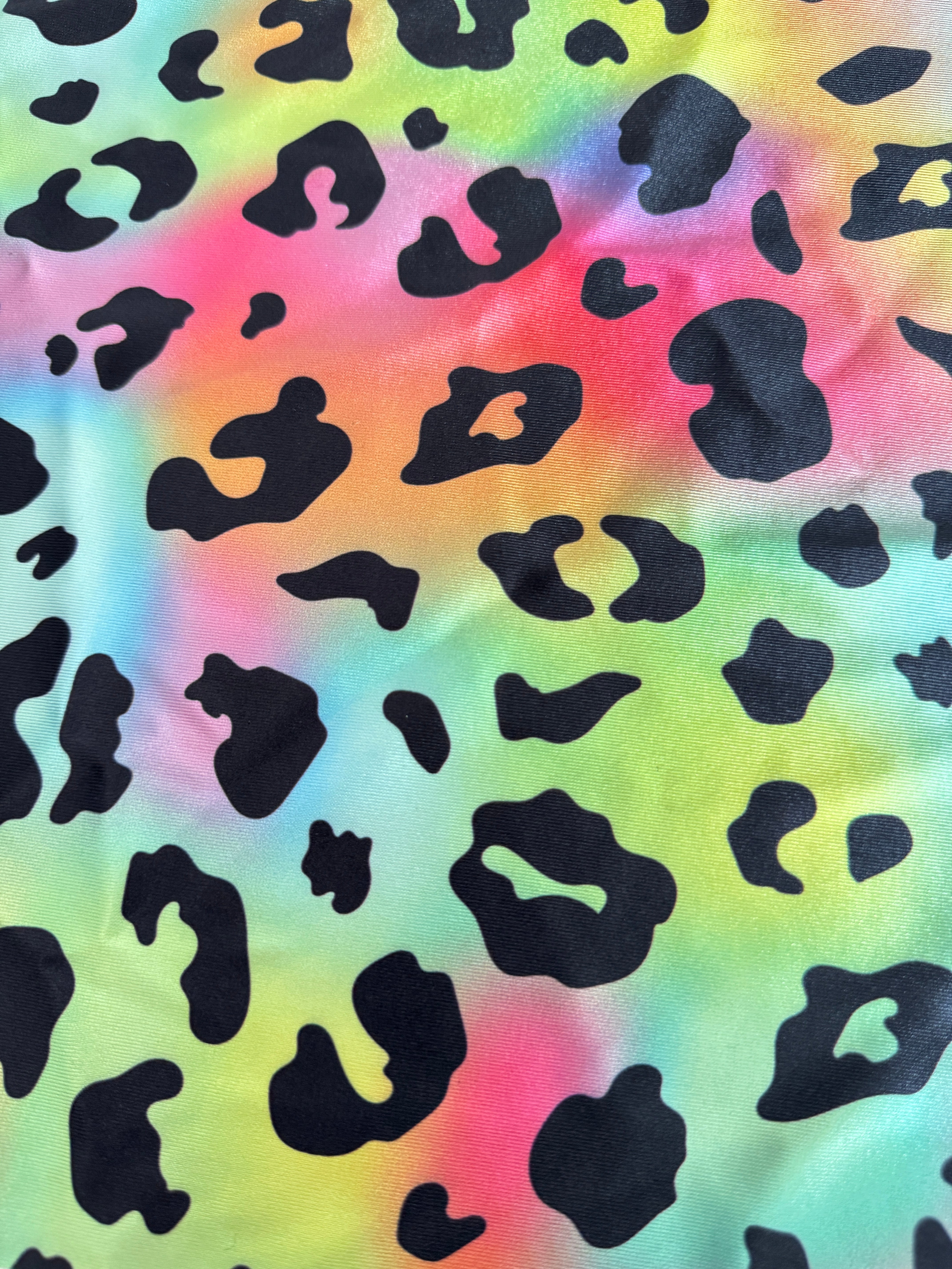 Rainbow Leopard Print Nylon SpandexBlack Sperm Print Nylon Spandex, Kiki Sewing Store, Luxury Fabric, Cheap Fabric Store, Kiki Textiles, Textile by the Yard, Los Angeles Fabrics