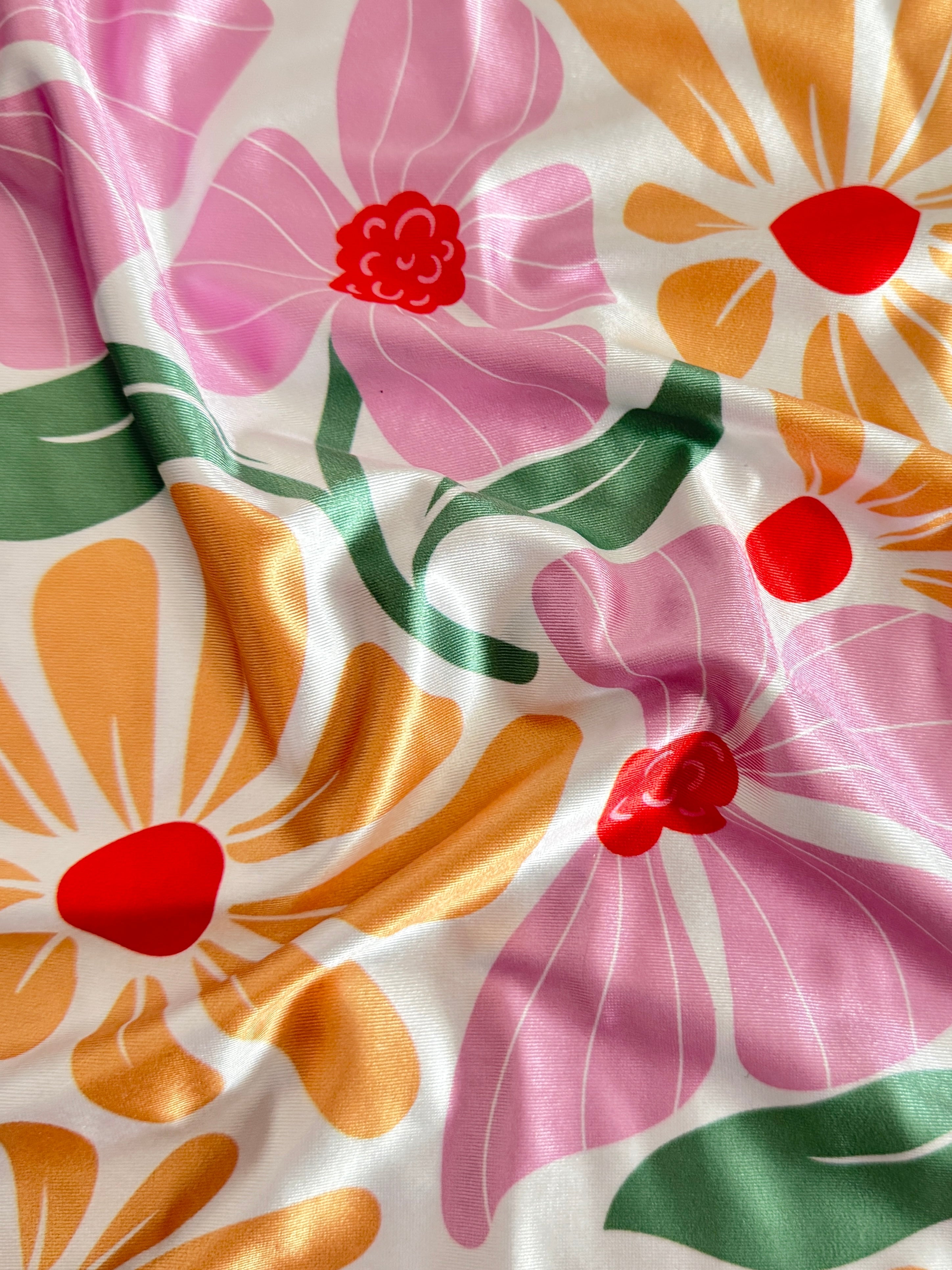 Pink Retro Blossom Flower Nylon Spandex, Kiki Sewing Store, Luxury Fabric, Cheap Fabric Store, Kiki Textiles, Textile by the Yard, Los Angeles Fabrics