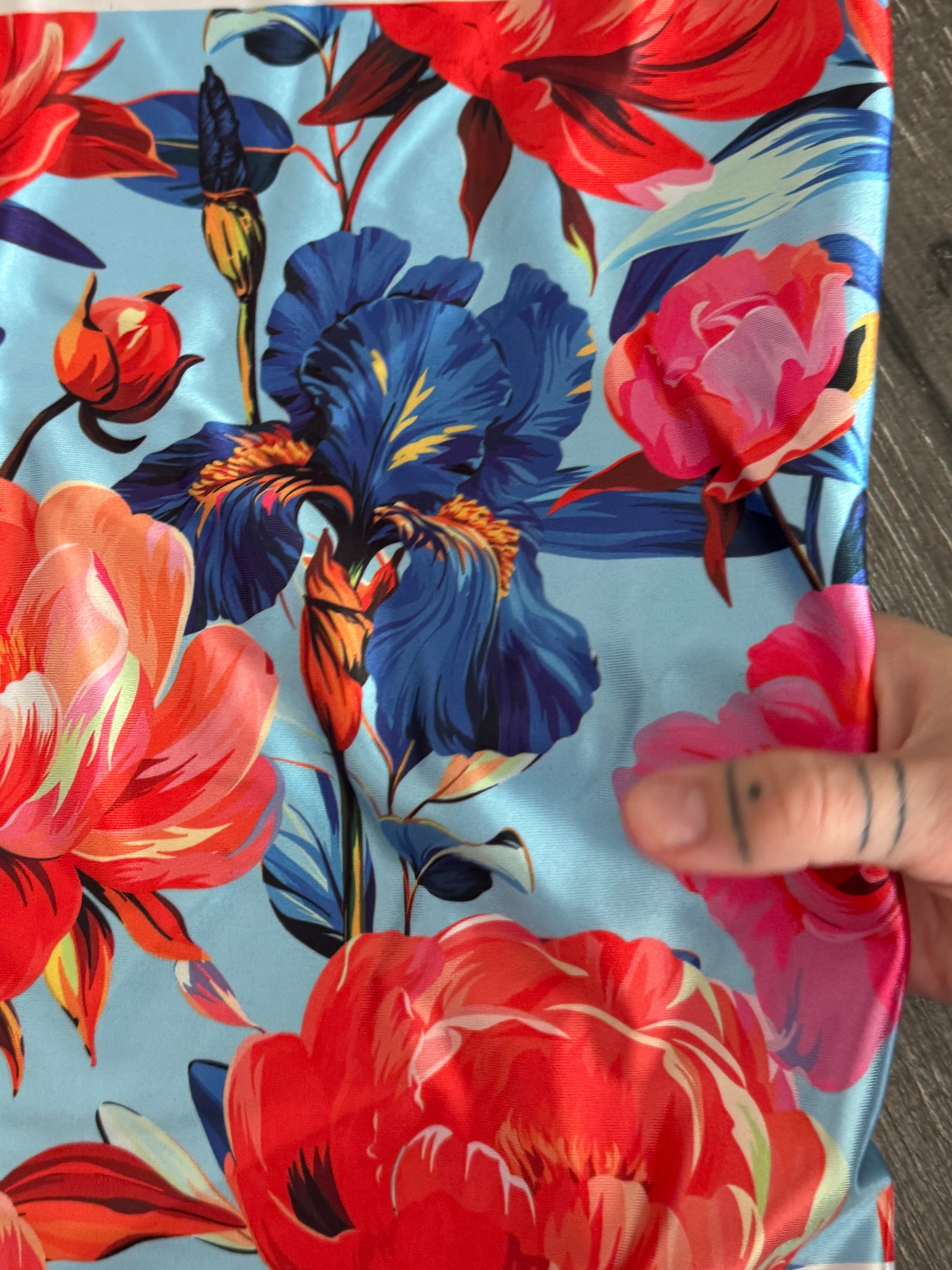 Garden Flowers Nylon Spandex, Nylon Spandex Print, Printed Spandex Fabric, Stretch Print Fabric, Printed Stretch Fabric, Spandex Print Fabric, Printed Fabric Stretch