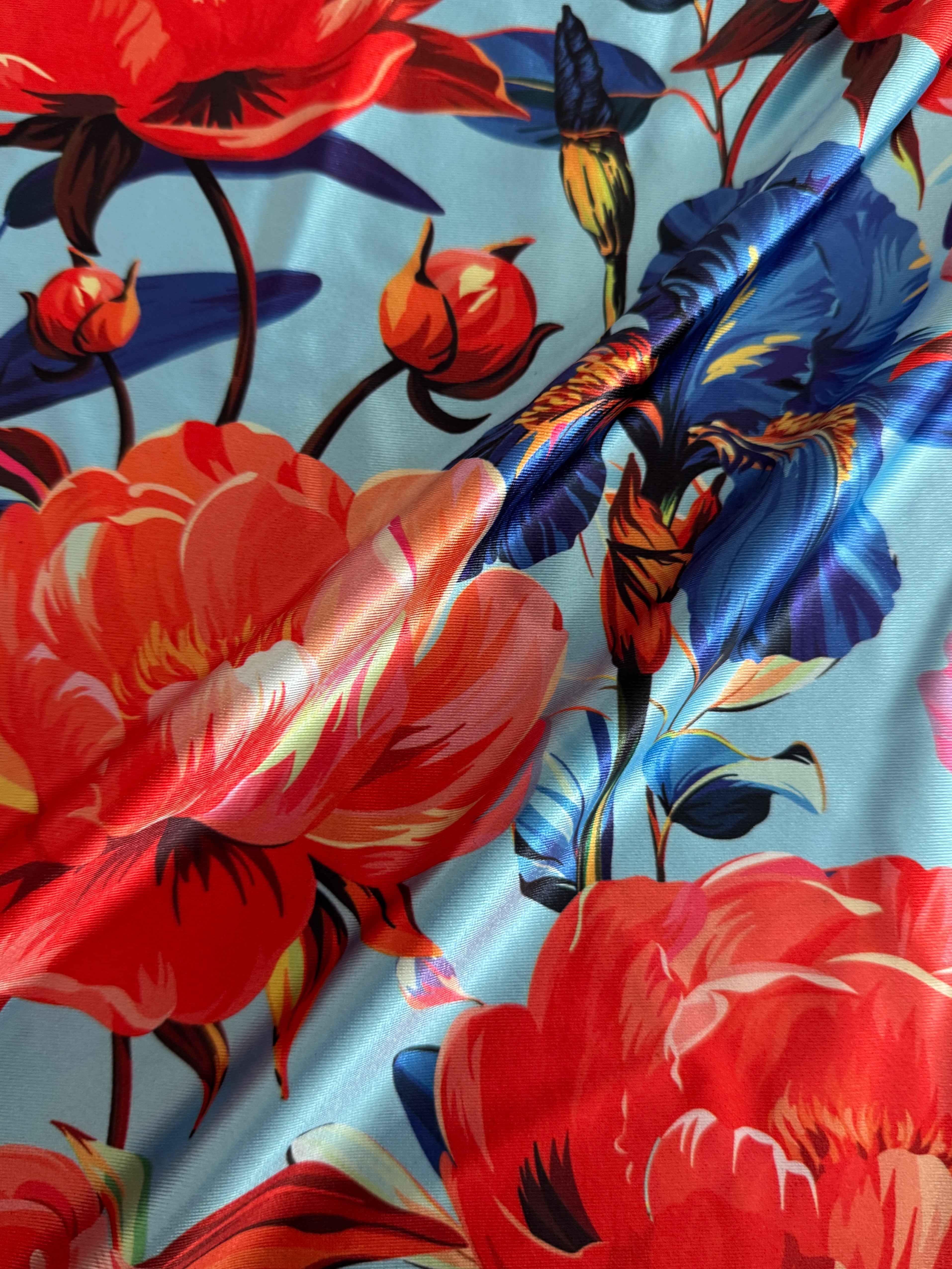 Garden Flowers Nylon Spandex, Kiki Sewing Store, Luxury Fabric, Cheap Fabric Store, Kiki Textiles, Textile by the Yard, Los Angeles Fabrics