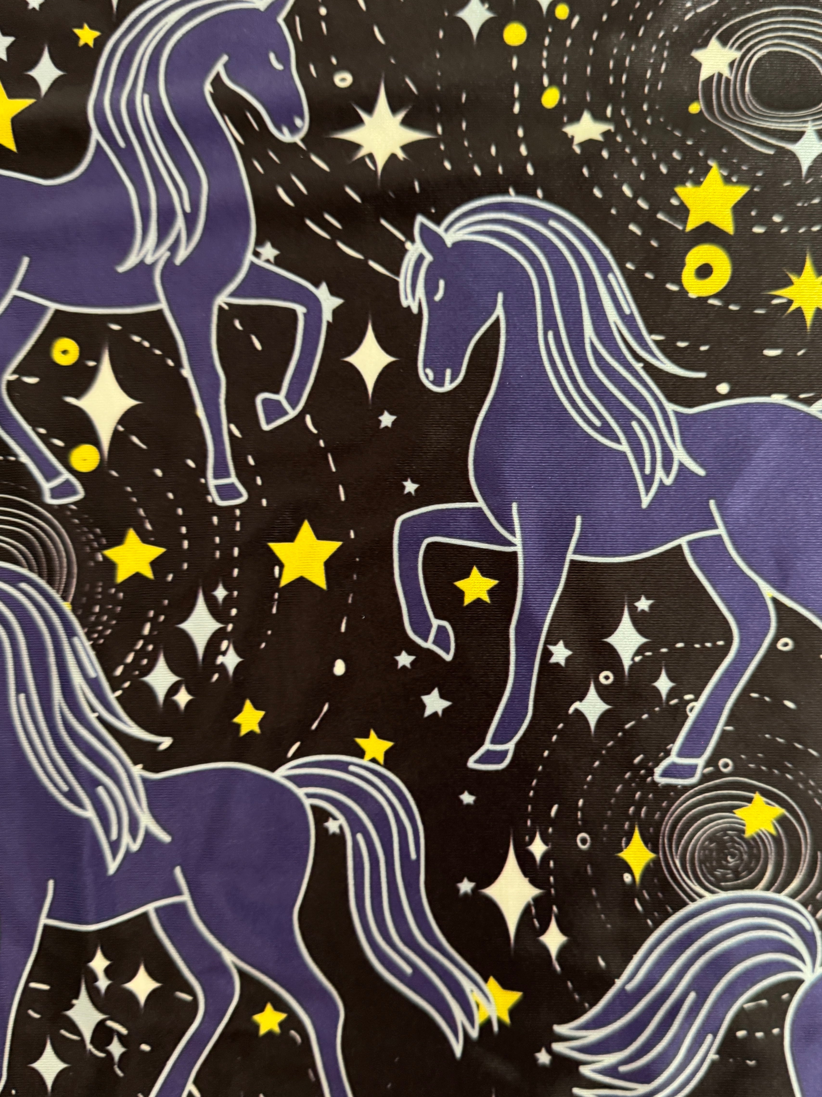 Celestial Horses Nylon Spandex, Nylon Spandex Print, Printed Spandex Fabric, Stretch Print Fabric, Printed Stretch Fabric, Spandex Print Fabric, Printed Fabric Stretch
