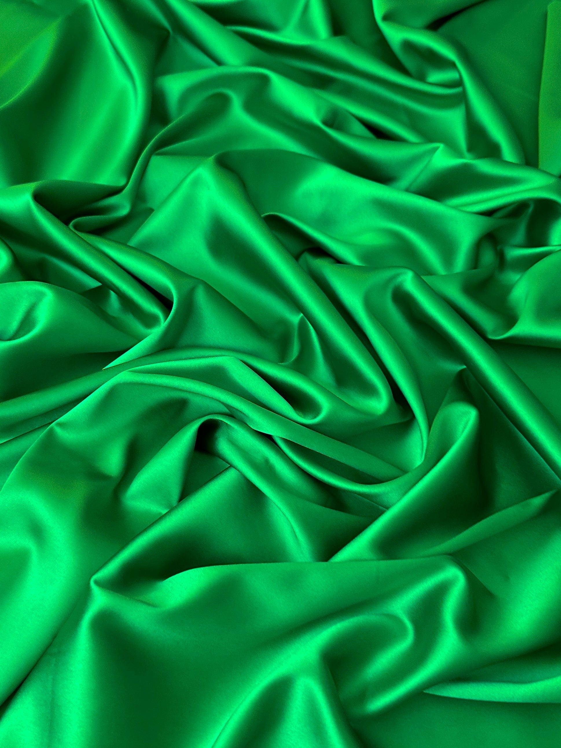  emerald stretch crepe back satin, green stretch crepe back satin, dark green stretch crepe back satin, premium stretch crepe back satin, satin for bride, satin for woman, satin in low price, cheap satin, satin on sale