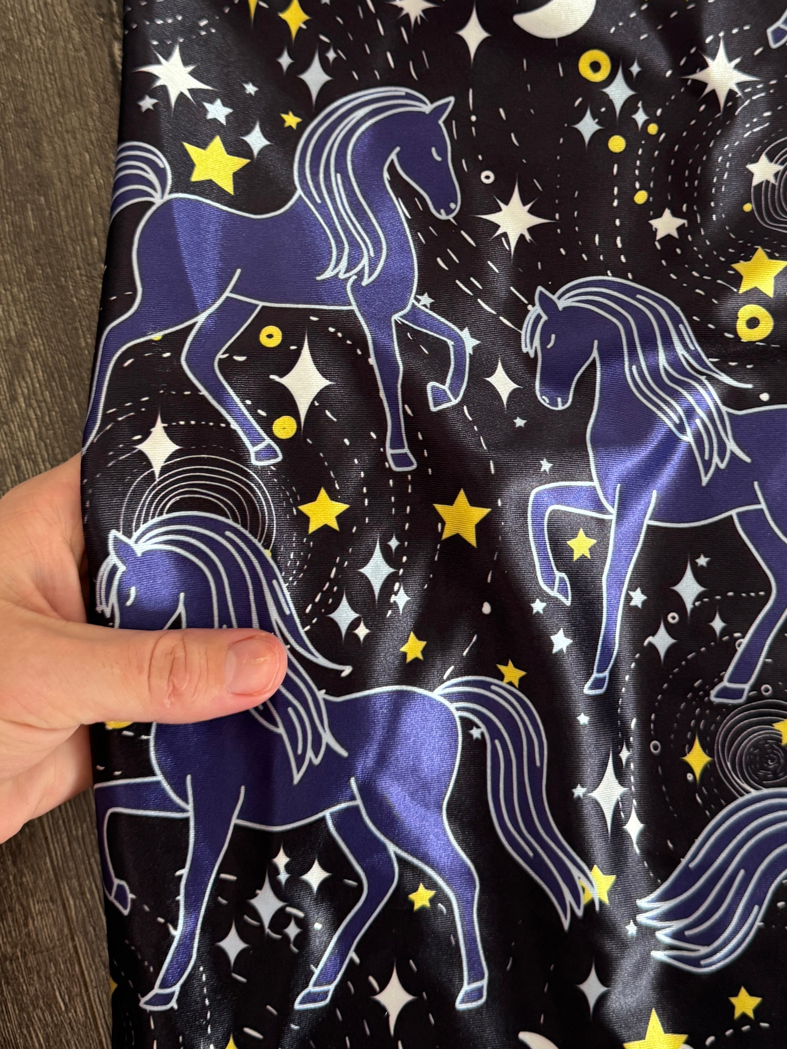 Celestial Horses Nylon Spandex, Kiki Sewing Store, Luxury Fabric, Cheap Fabric Store, Kiki Textiles, Textile by the Yard, Los Angeles Fabrics
