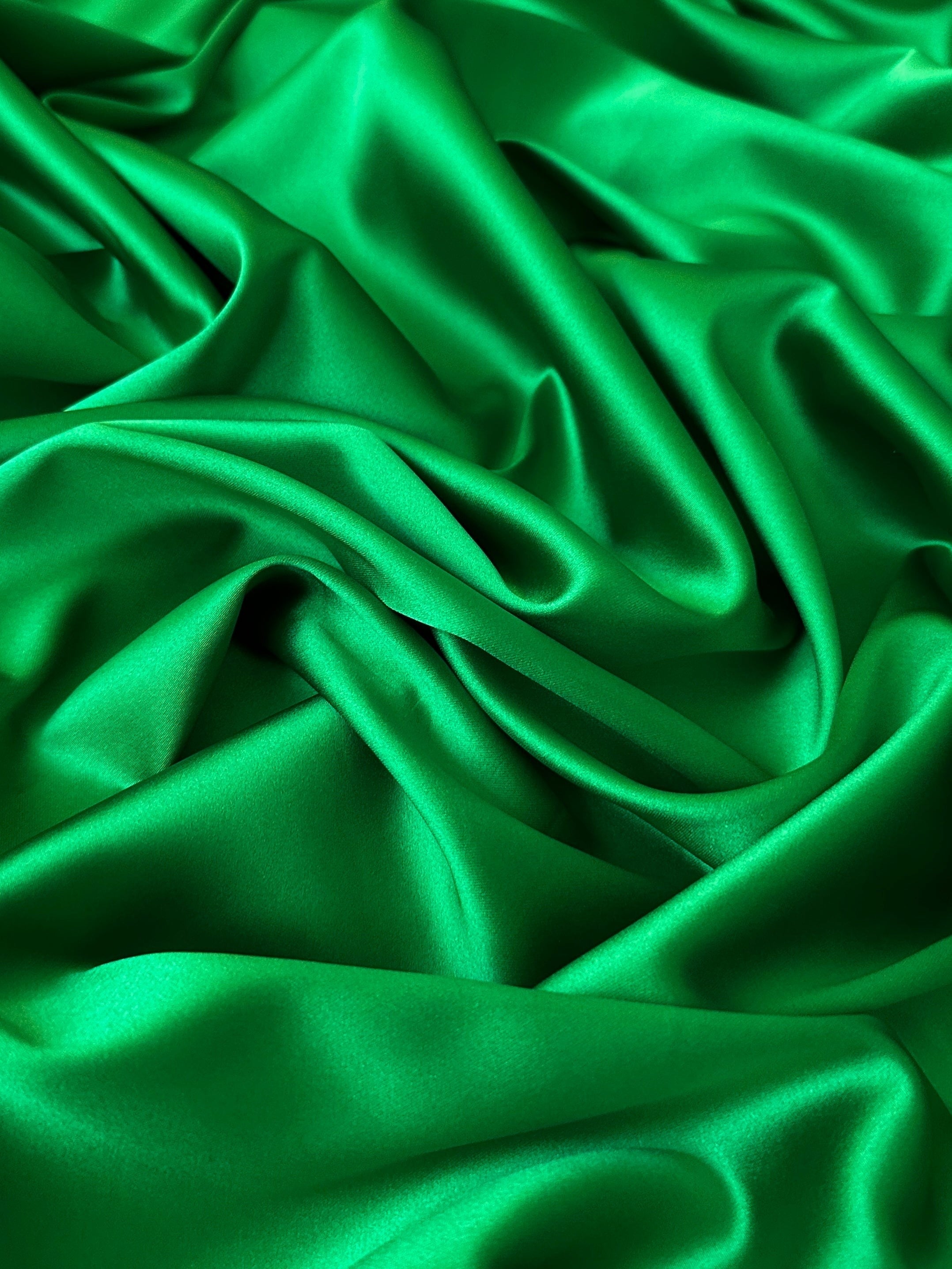  emerald stretch crepe back satin, green stretch crepe back satin, dark green stretch crepe back satin, premium stretch crepe back satin, satin for bride, satin for woman, satin in low price, cheap satin, satin on sale