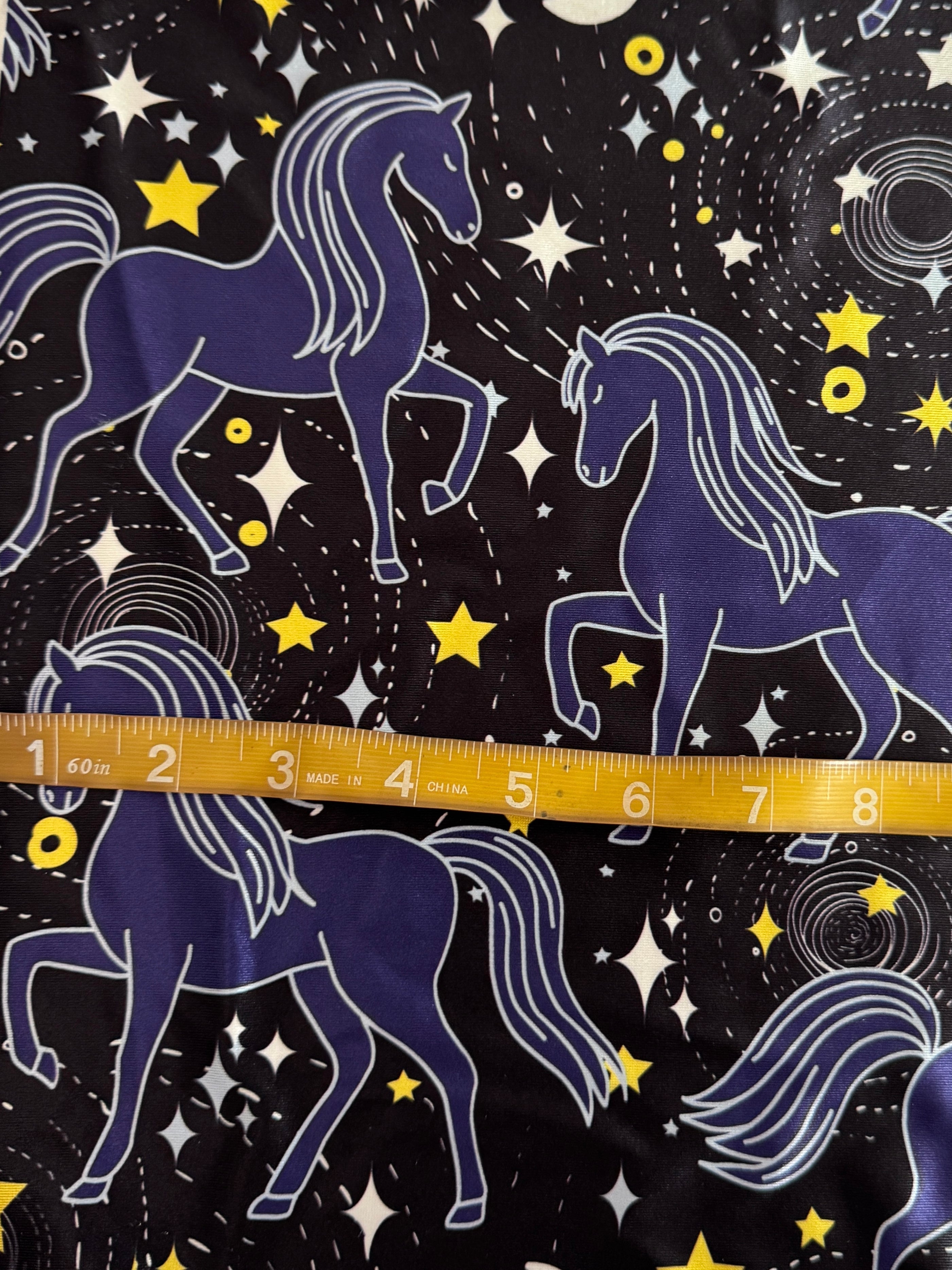 Celestial Horses Nylon Spandex, Kiki Sewing Store, Luxury Fabric, Cheap Fabric Store, Kiki Textiles, Textile by the Yard, Los Angeles Fabrics