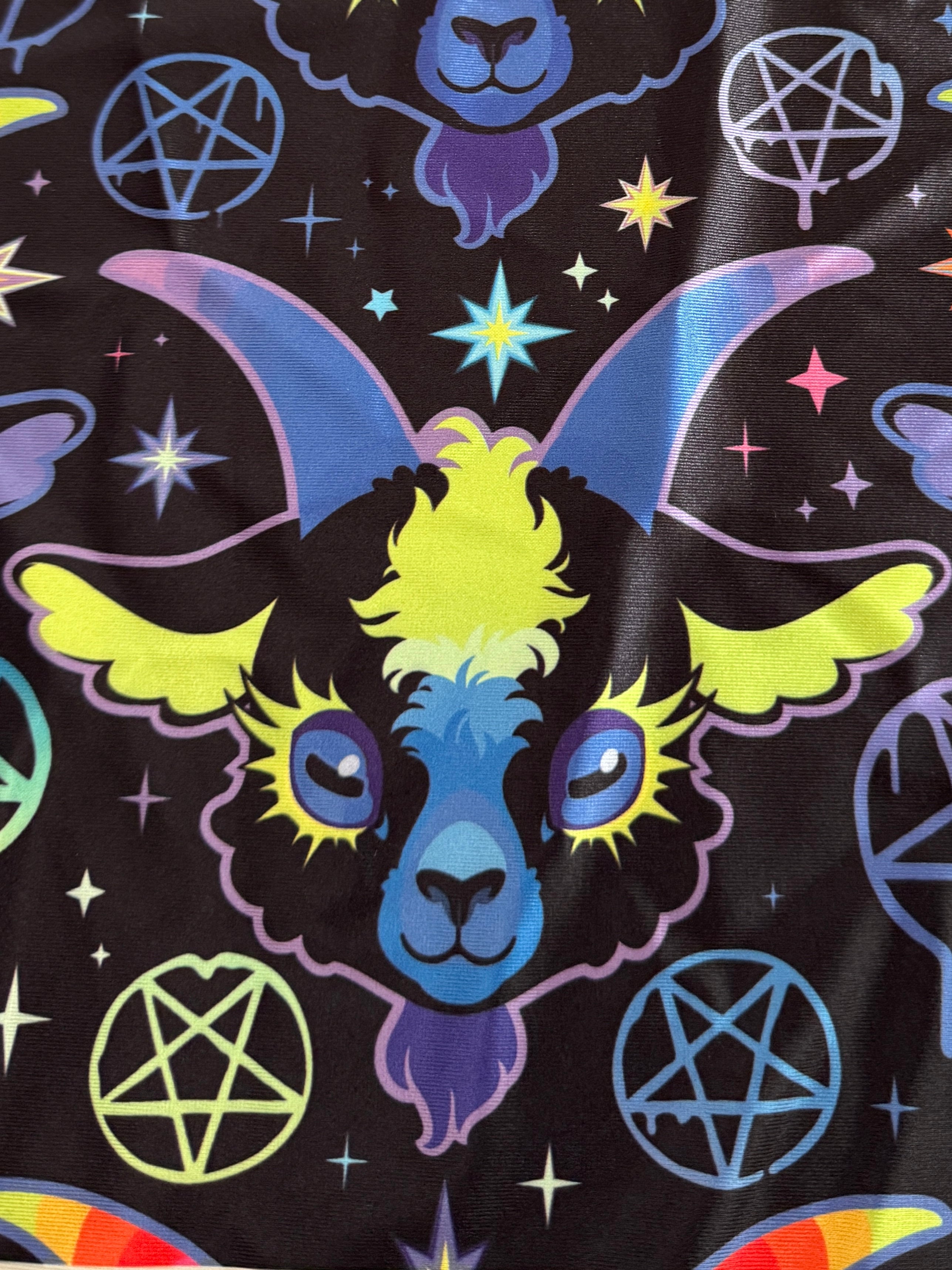 Neon Mystic Goat Nylon Spandex, Nylon Spandex Print, Printed Spandex Fabric, Stretch Print Fabric, Printed Stretch Fabric, Spandex Print Fabric, Printed Fabric Stretch