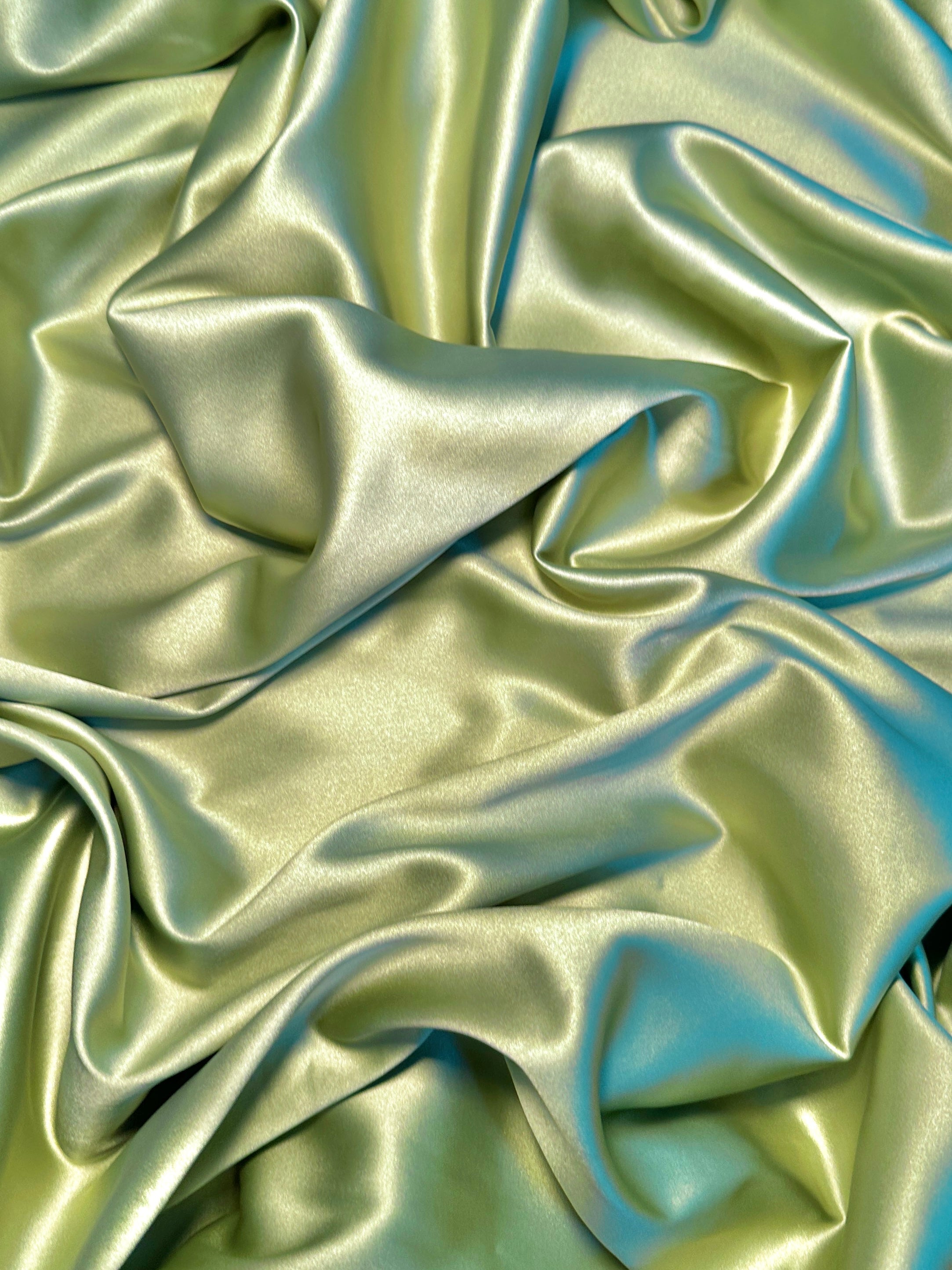  pistachio stretch crepe back satin, light green stretch crepe back satin, green stretch crepe back satin, premium stretch crepe back satin, satin for bride, satin for woman, satin in low price, cheap satin, satin on sale