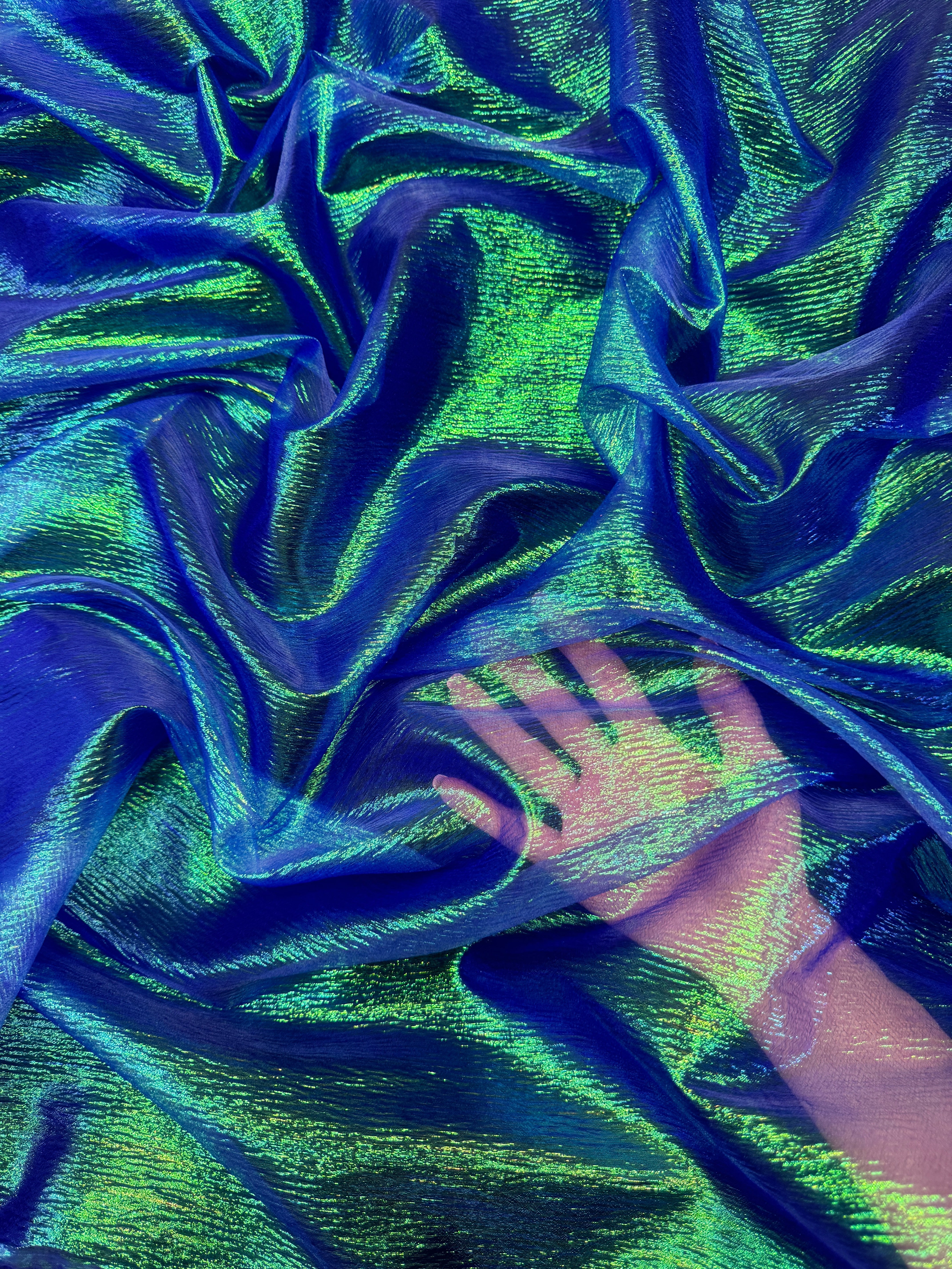 Blue Iridescent Crushed Organza