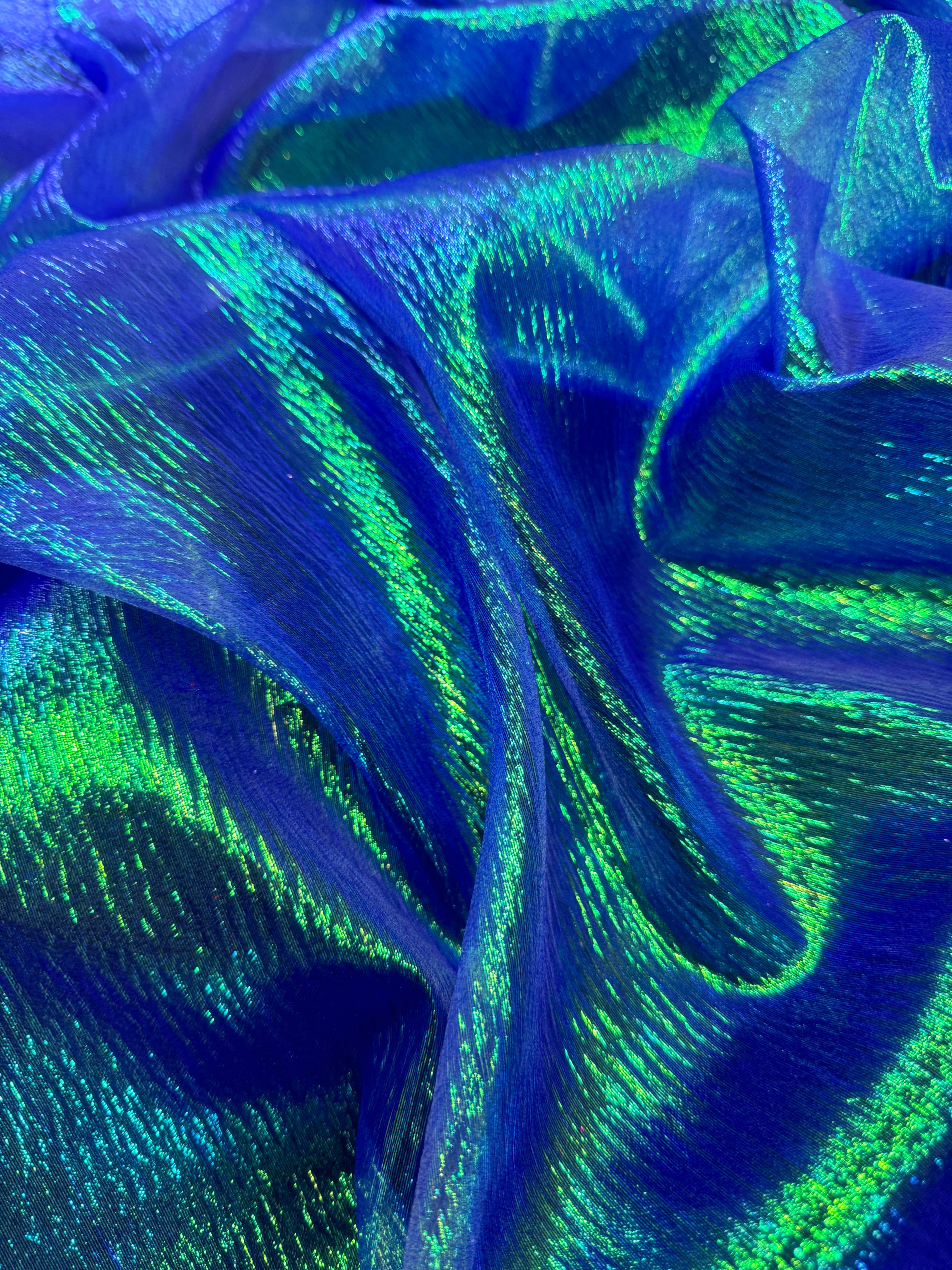 Blue Iridescent Crushed Organza