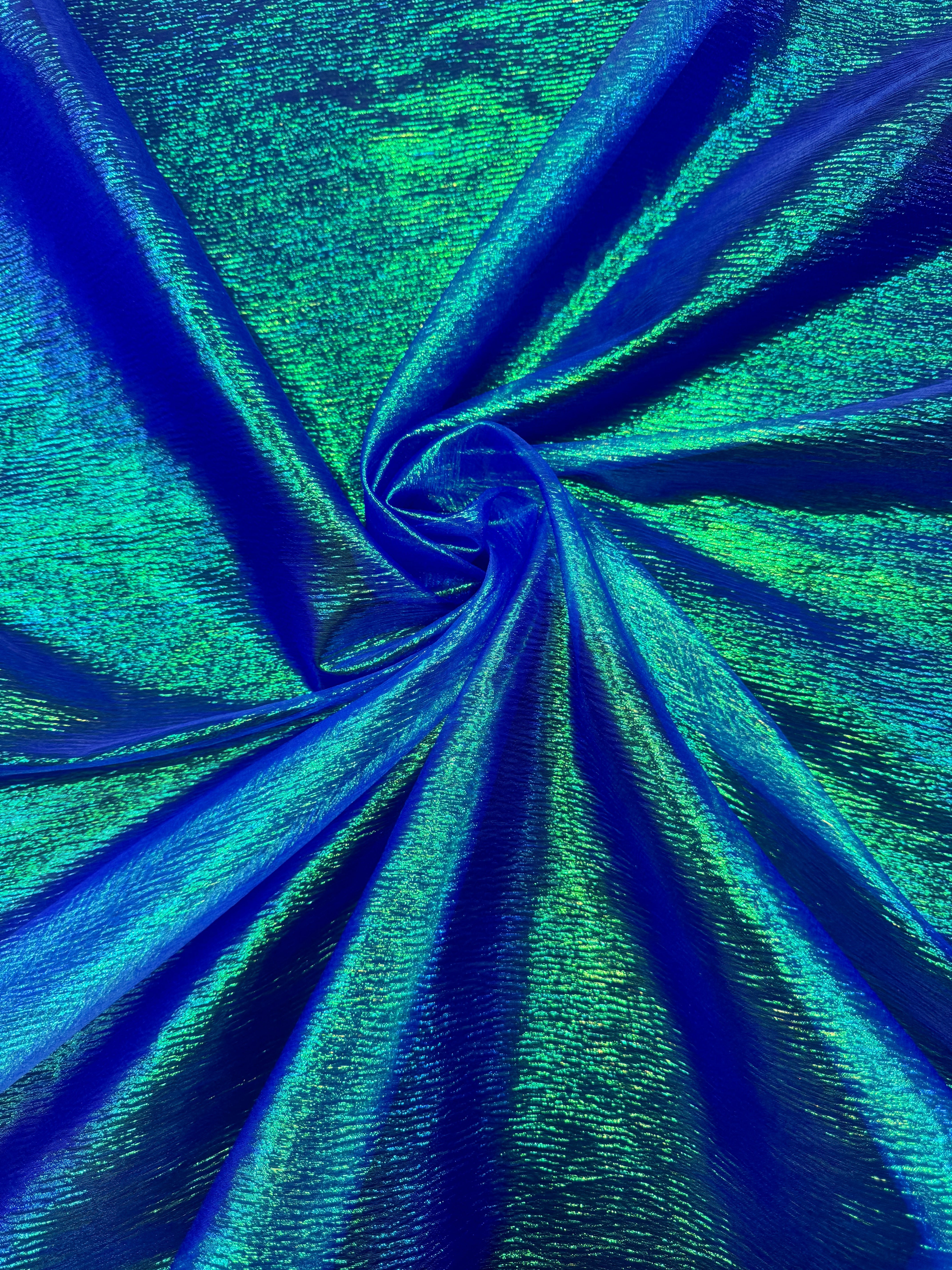 Blue Iridescent Crushed Organza