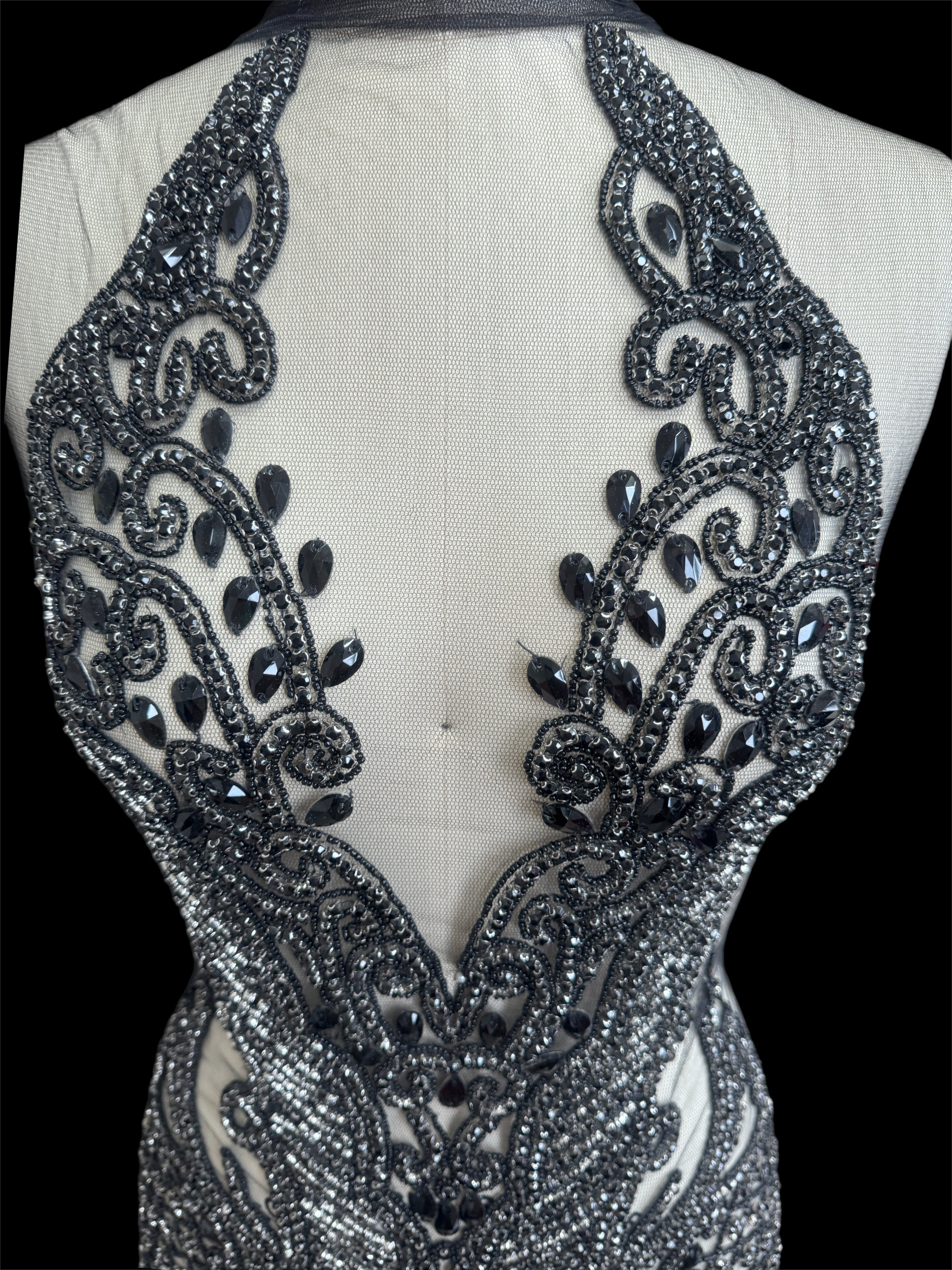 Brenda Risque Textiles Brenda Black Rhinestone Bodice Applique – KikiTextiles