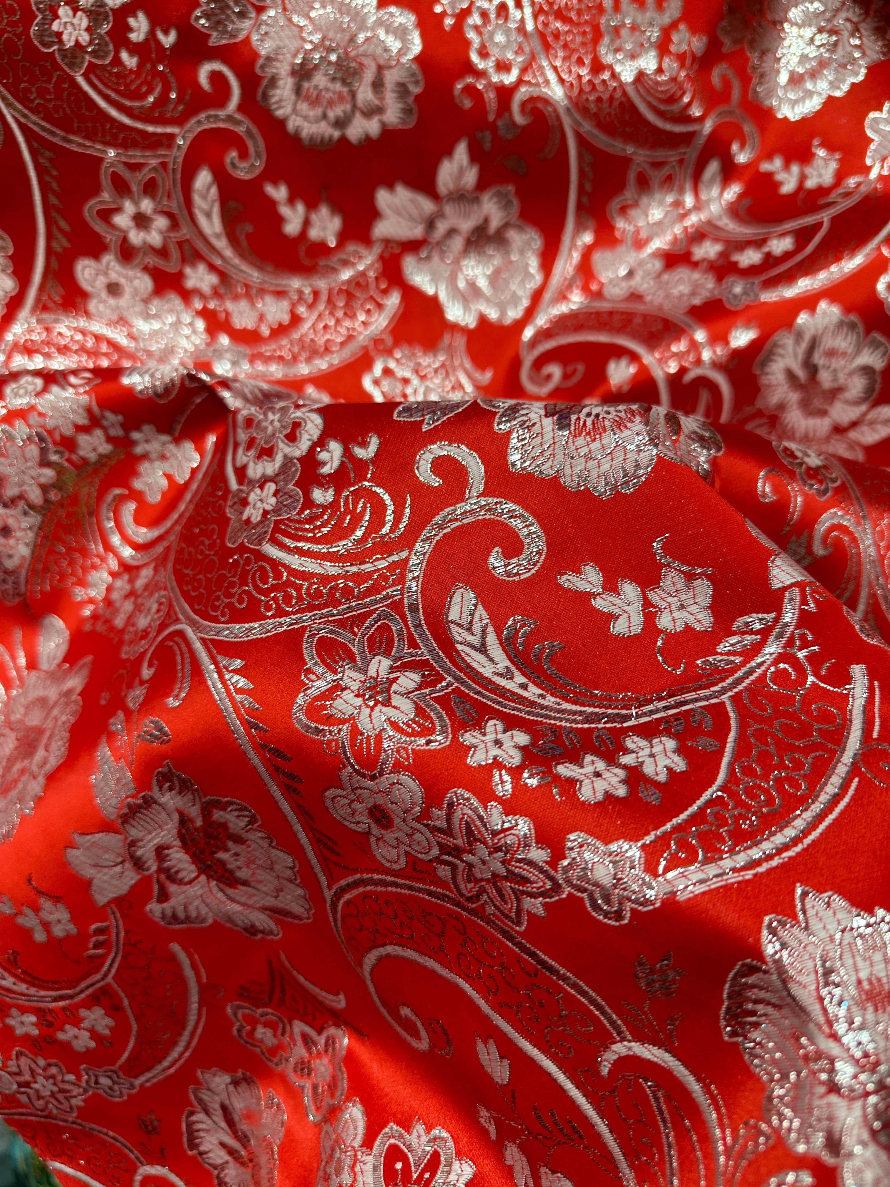 red chinese Brocade, dark red brocade, blood red brocade, light red brocade, chinese brocade for brazers, brocade for woman, brocade for bride, premium brocade, brocade in low price, best quality brocade