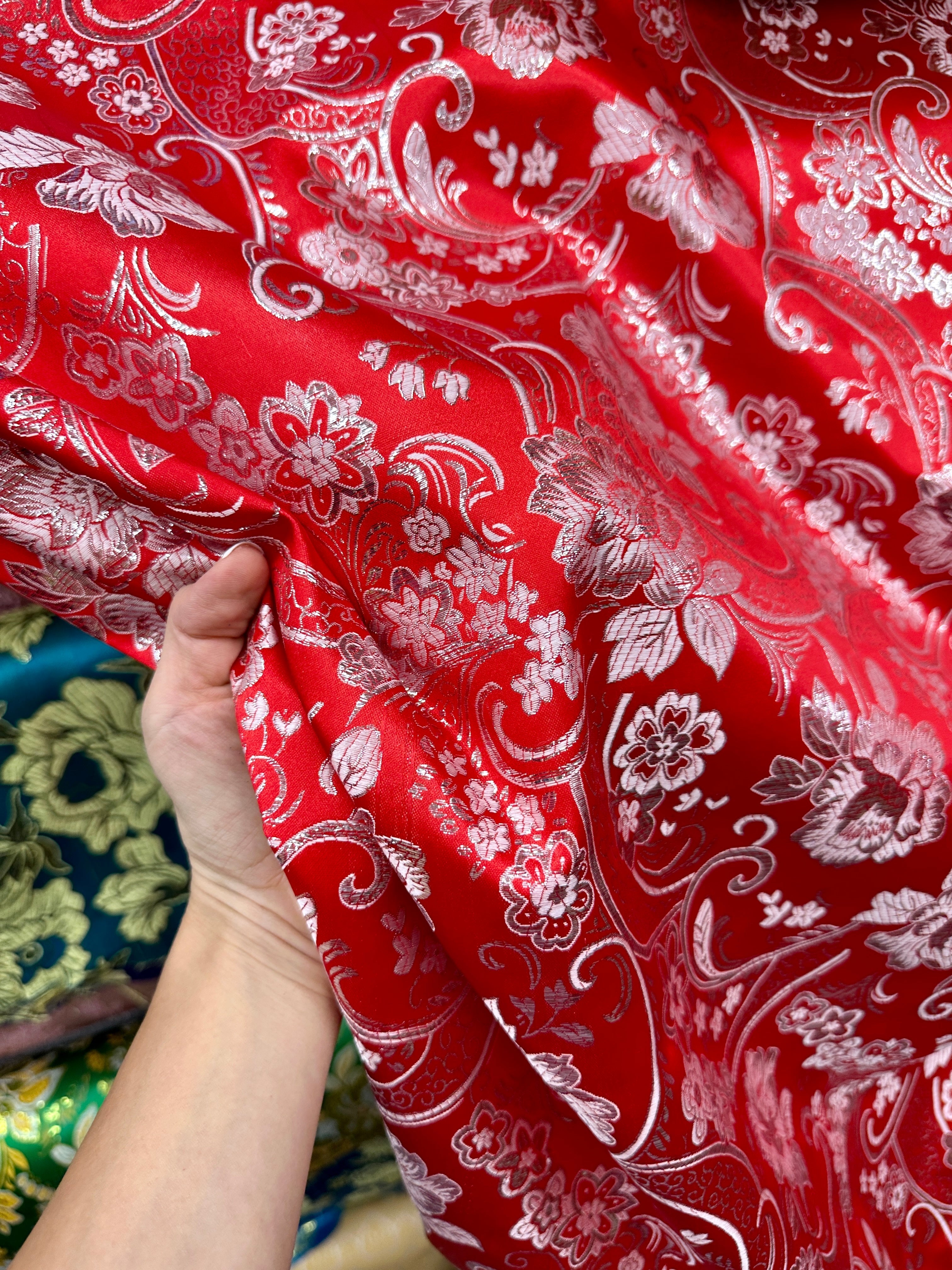 red chinese Brocade, dark red brocade, blood red brocade, light red brocade, chinese brocade for brazers, brocade for woman, brocade for bride, premium brocade, brocade in low price, best quality brocade