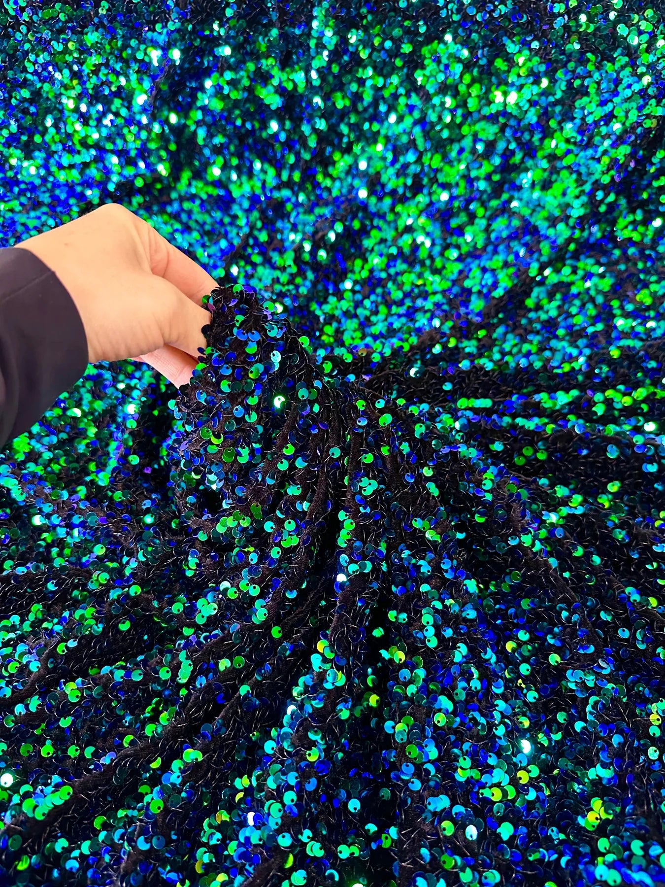 Iridescent Sequin on Velvet