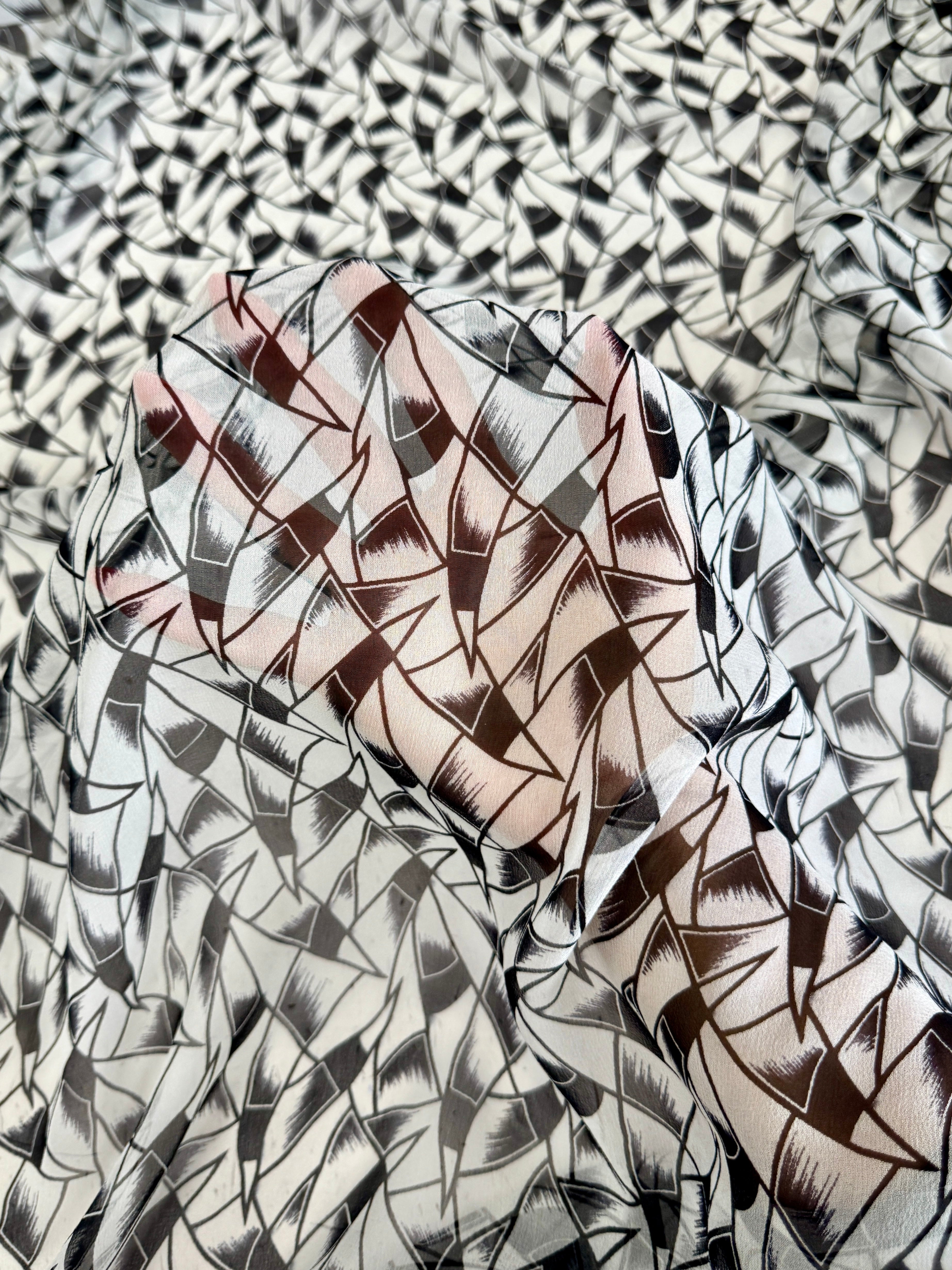 Black & White Midnight Italian Silk Chiffon, Silk Chiffon Fabric, Pure Silk Chiffon, Luxury Silk Fabric, Lightweight Silk Fabric, Sheer Silk Fabric, Designer Silk Fabric, High End Silk Fabric