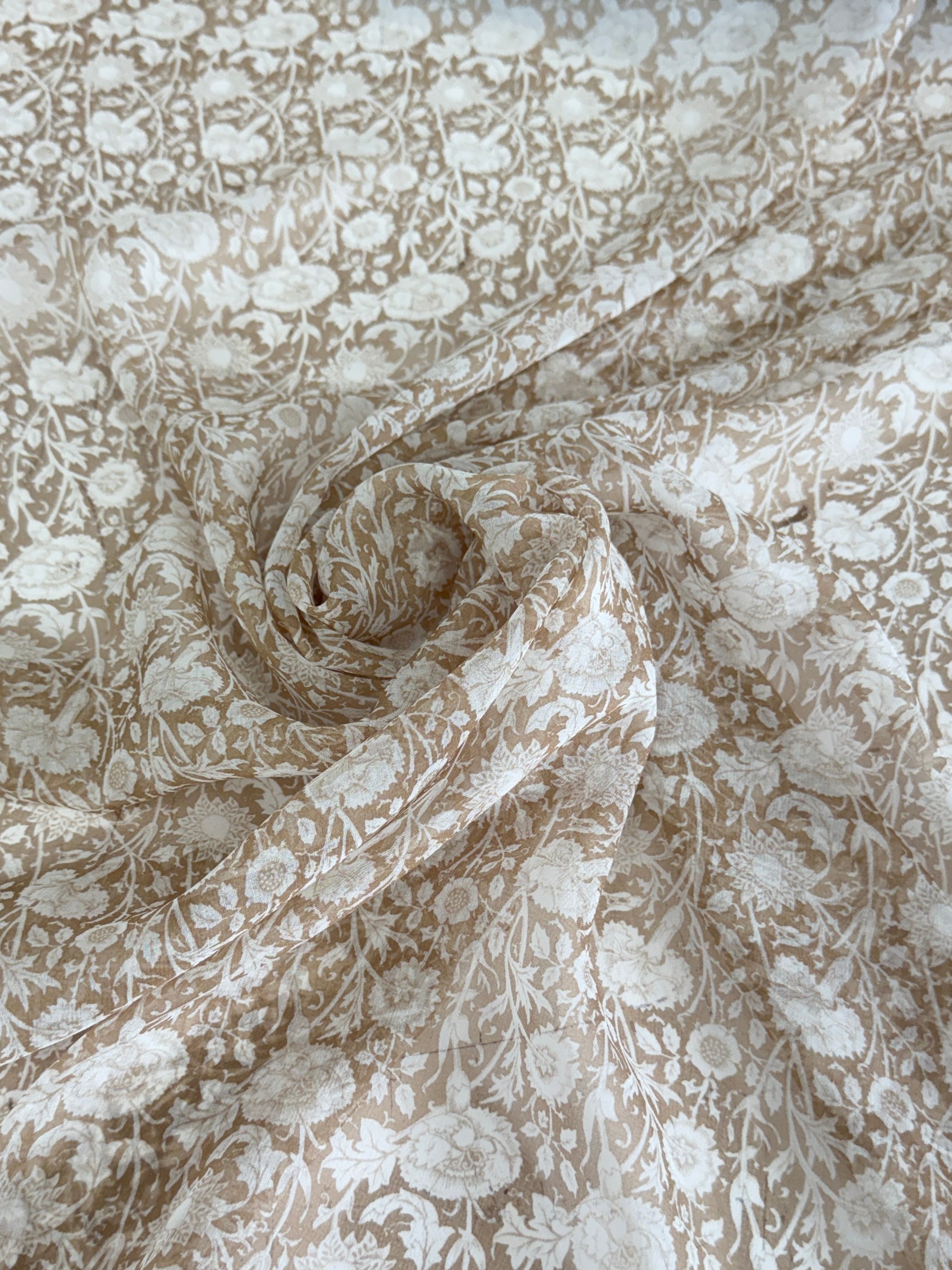 Porcelain Floral Italian Silk Chiffon, Pure Silk Chiffon, Luxury Silk Fabric, Lightweight Silk Fabric, Sheer Silk Fabric, Designer Silk Fabric, High End Silk Fabric