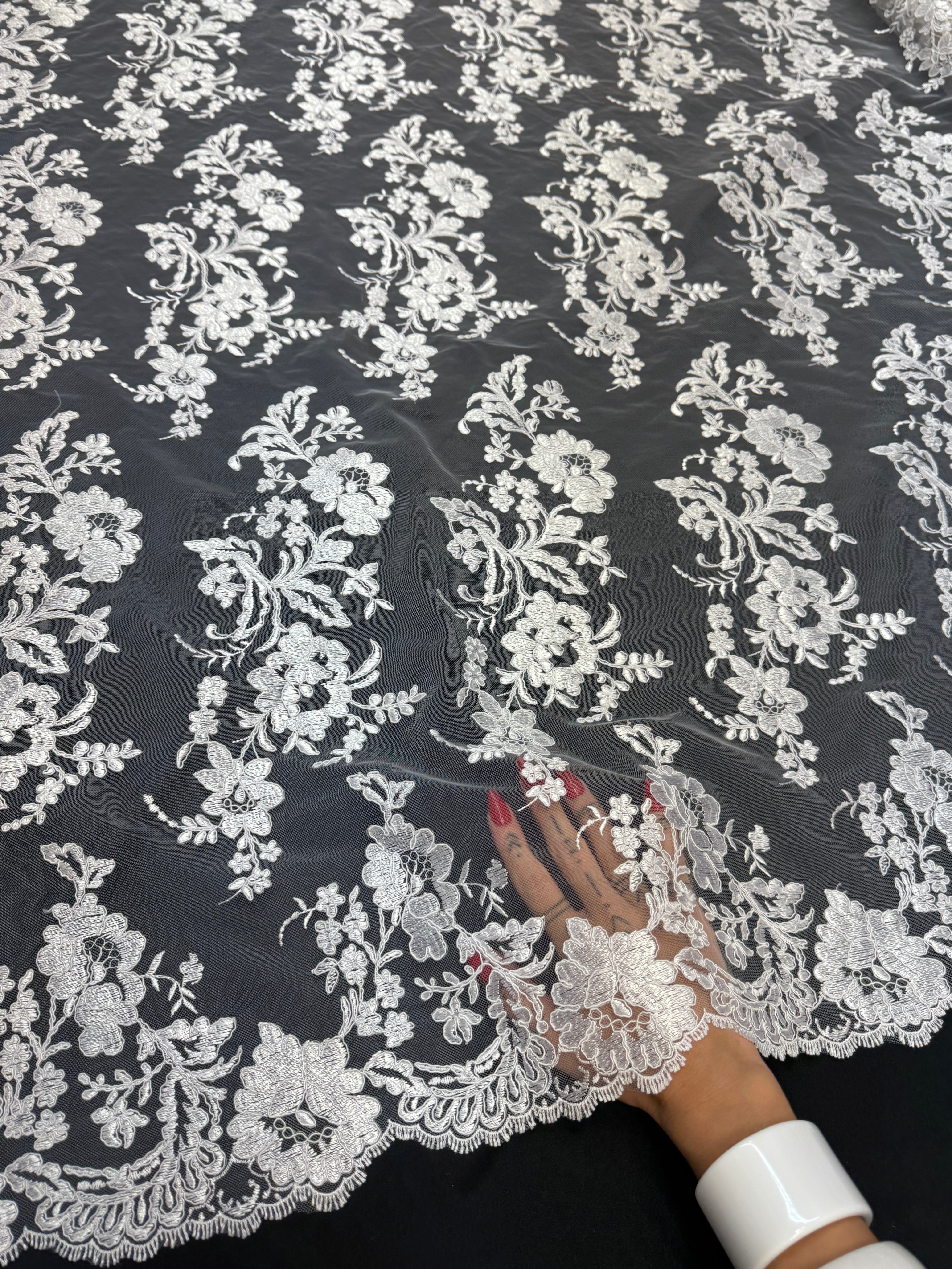 Ivory Romantic Bloom Embroidered Mesh Lace, Romantic Lace Fabric, Sheer Embroidered Lace, Bloom Lace Fabric, Bridal Lace Fabric, Wedding Dress Lace
