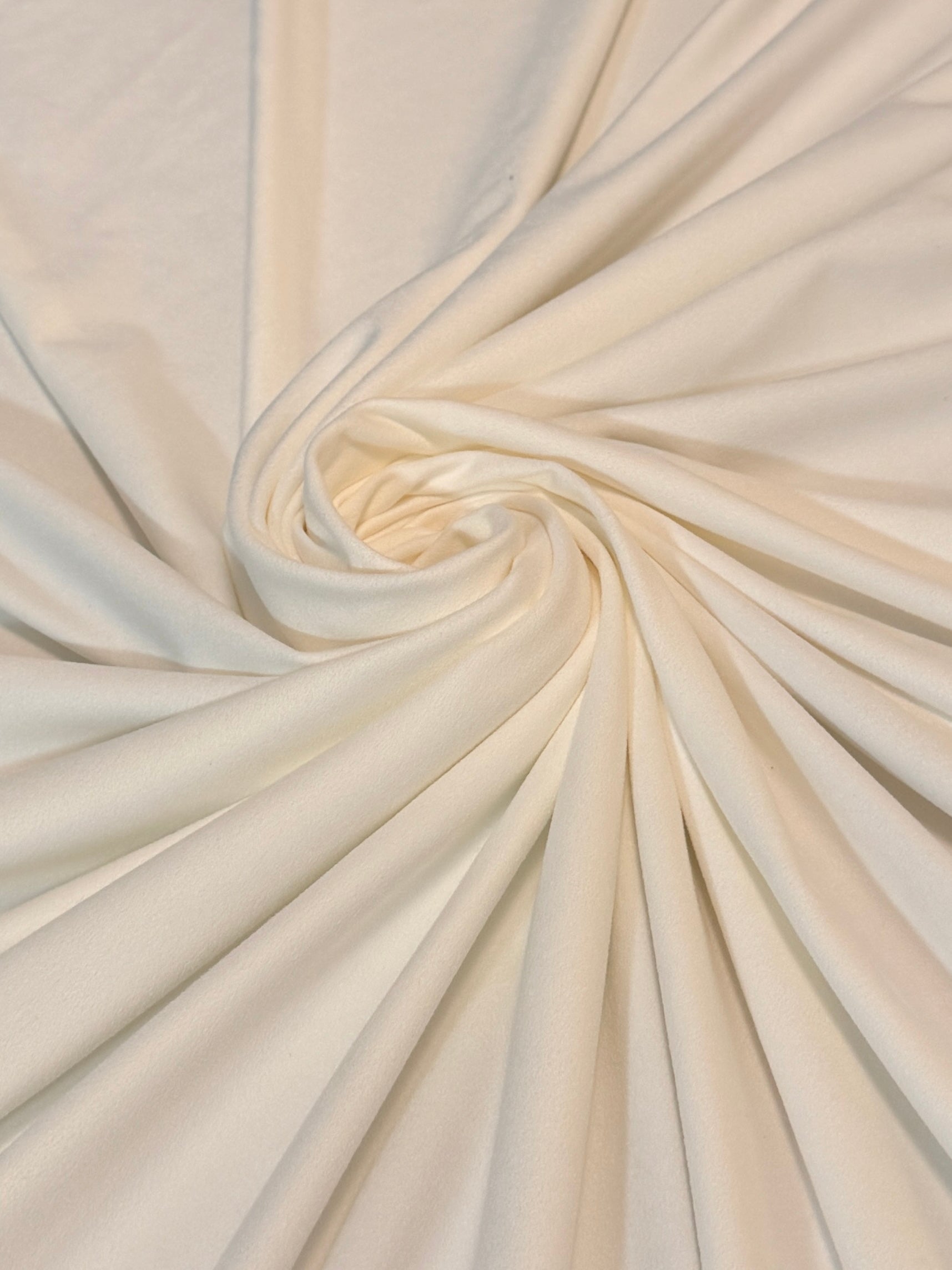 White 4 Way Stretch Buttery Soft Techno Suede, stretch techno suede, buttery soft suede, 4 way stretch, stretch suede fabric, faux suede fabric, soft suede fabric, elastic suede fabric, spandex suede fabric