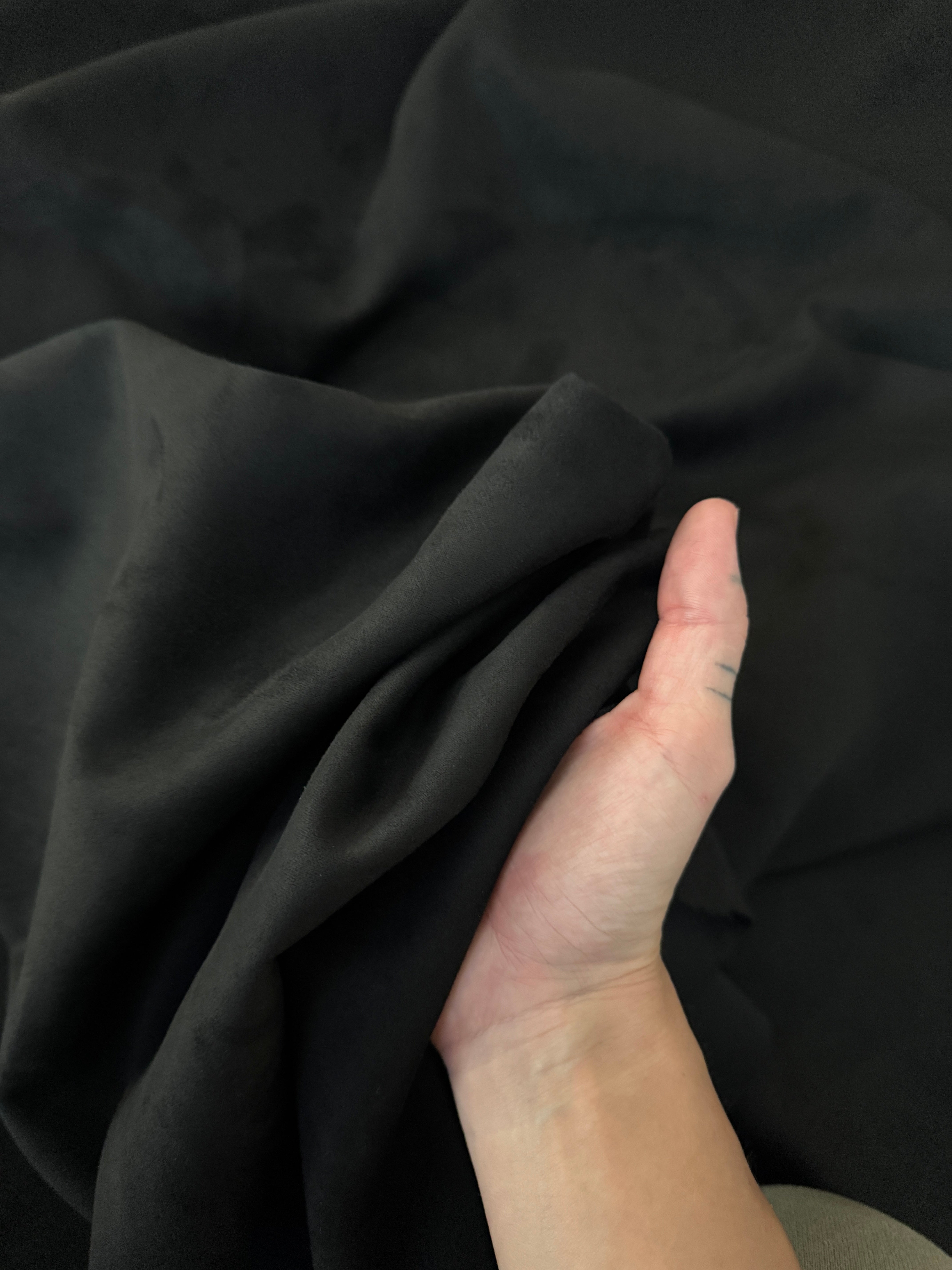 Black Stretch Apparel Techno Suede, Techno Suede Fabric, Faux Suede Fabric, Microfiber Suede Fabric, Vegan Suede Fabric, Elastic Suede Fabric, Spandex Suede Fabric, Suede Knit Fabric