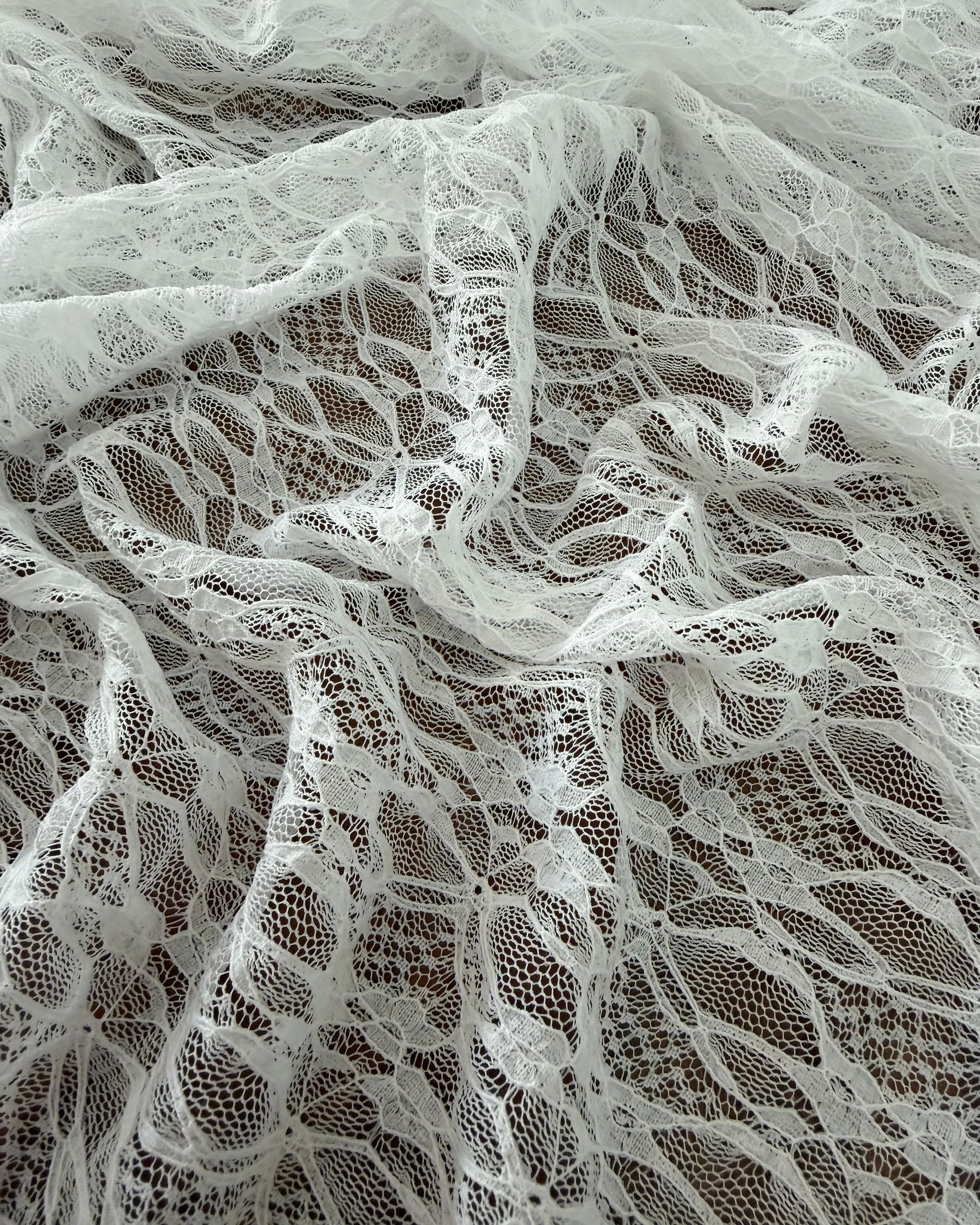 White Whisper Vine Stretch Chantilly Lace Mesh, Chantilly Lace Mesh, Vine Lace Fabric, Stretch Lace Fabric, Floral Lace Mesh, Sheer Lace Fabric, Botanical Lace Fabric