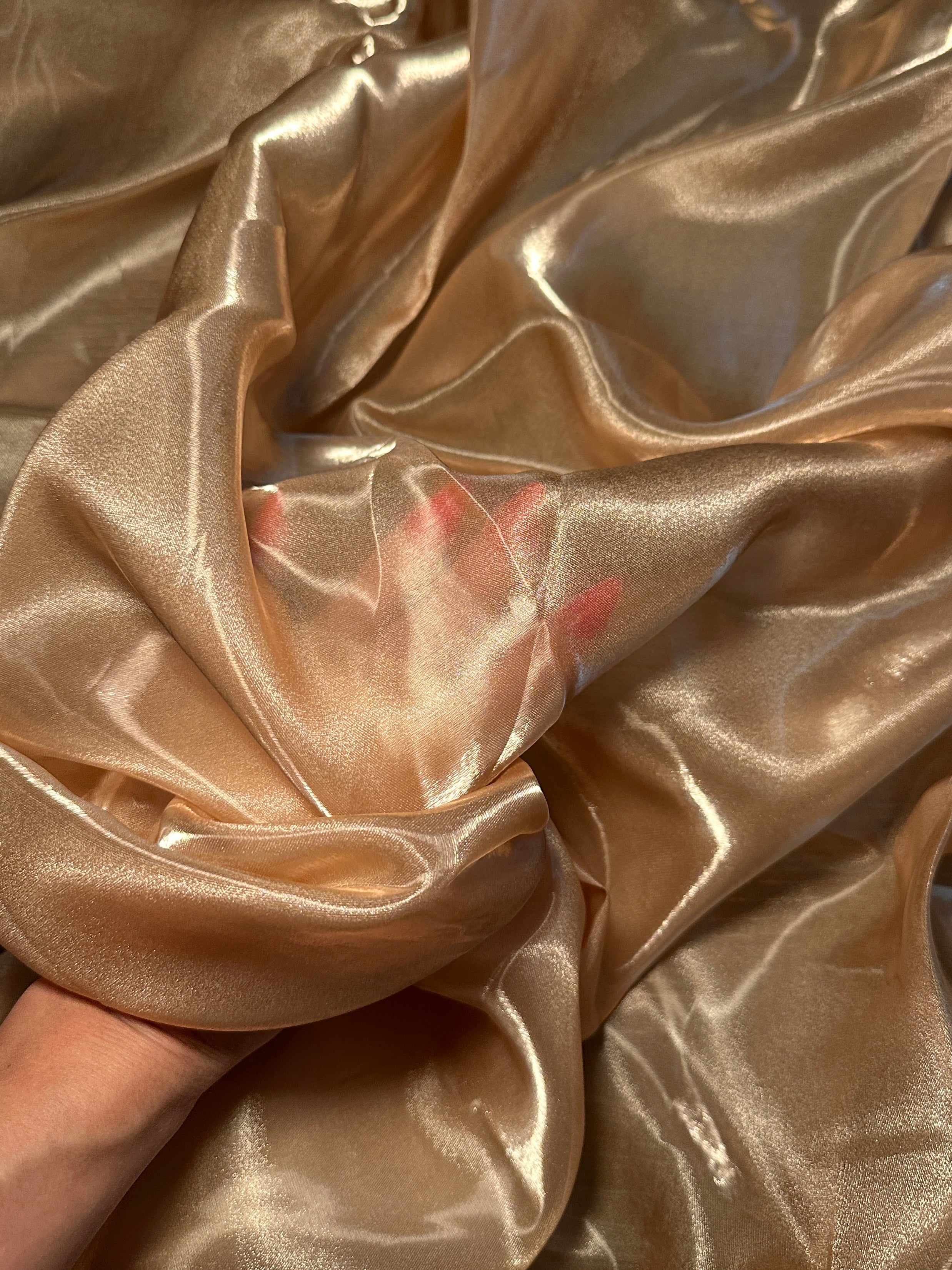 Caramel Gold Liquid Organza Fabric, Metallic Organza Fabric, Shiny Organza Cloth, Sheer Shimmer Organza, Glossy Organza Textile, Luxury Organza Fabric, Lightweight Shimmer Fabric