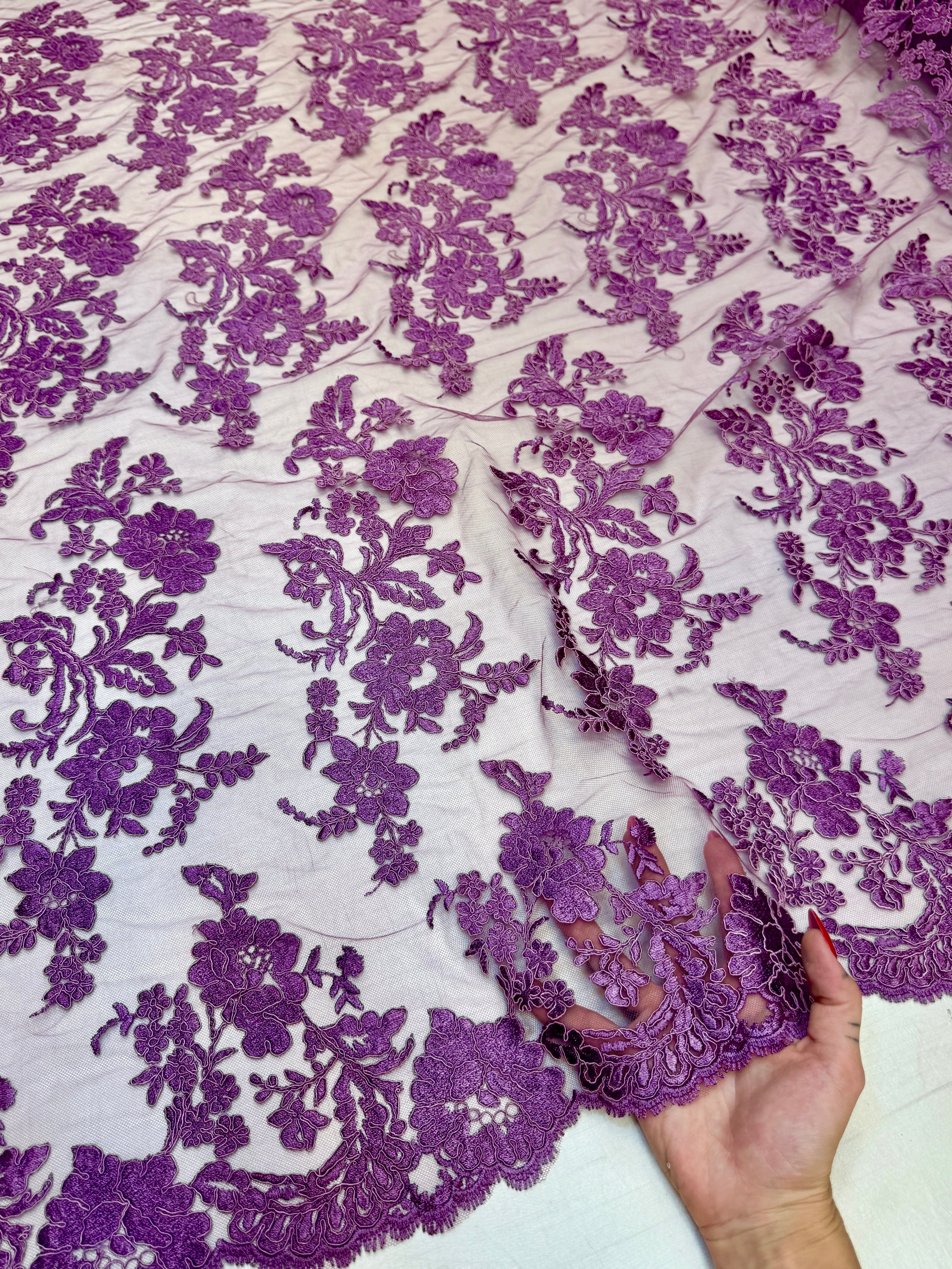 Magenta Romantic Bloom Embroidered Mesh Lace, Romantic Lace Fabric, Sheer Embroidered Lace, Bloom Lace Fabric, Bridal Lace Fabric, Wedding Dress Lace
