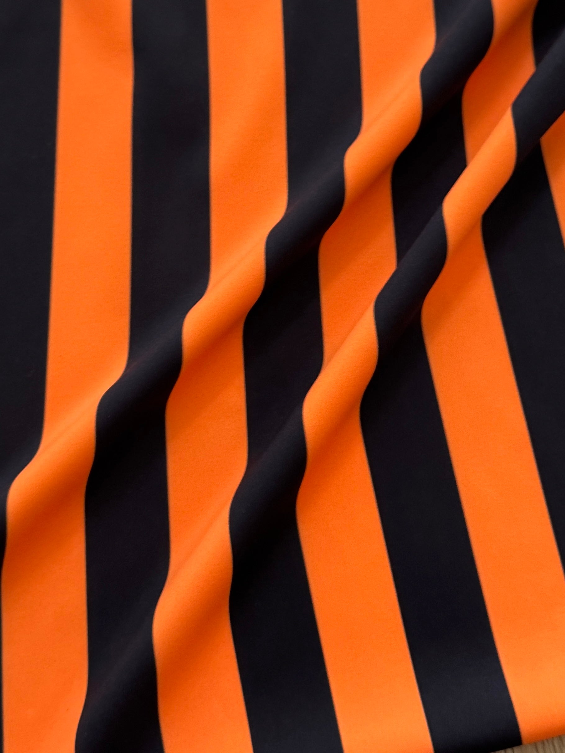 Orange Black 1 Inch Stripe Print Nylon Spandex, Halloween Spandex, Halloween Fabric, Spandex Fabric, Nylon Spandex, Stretch Fabric, 4 Way Stretch, Spooky Fabric