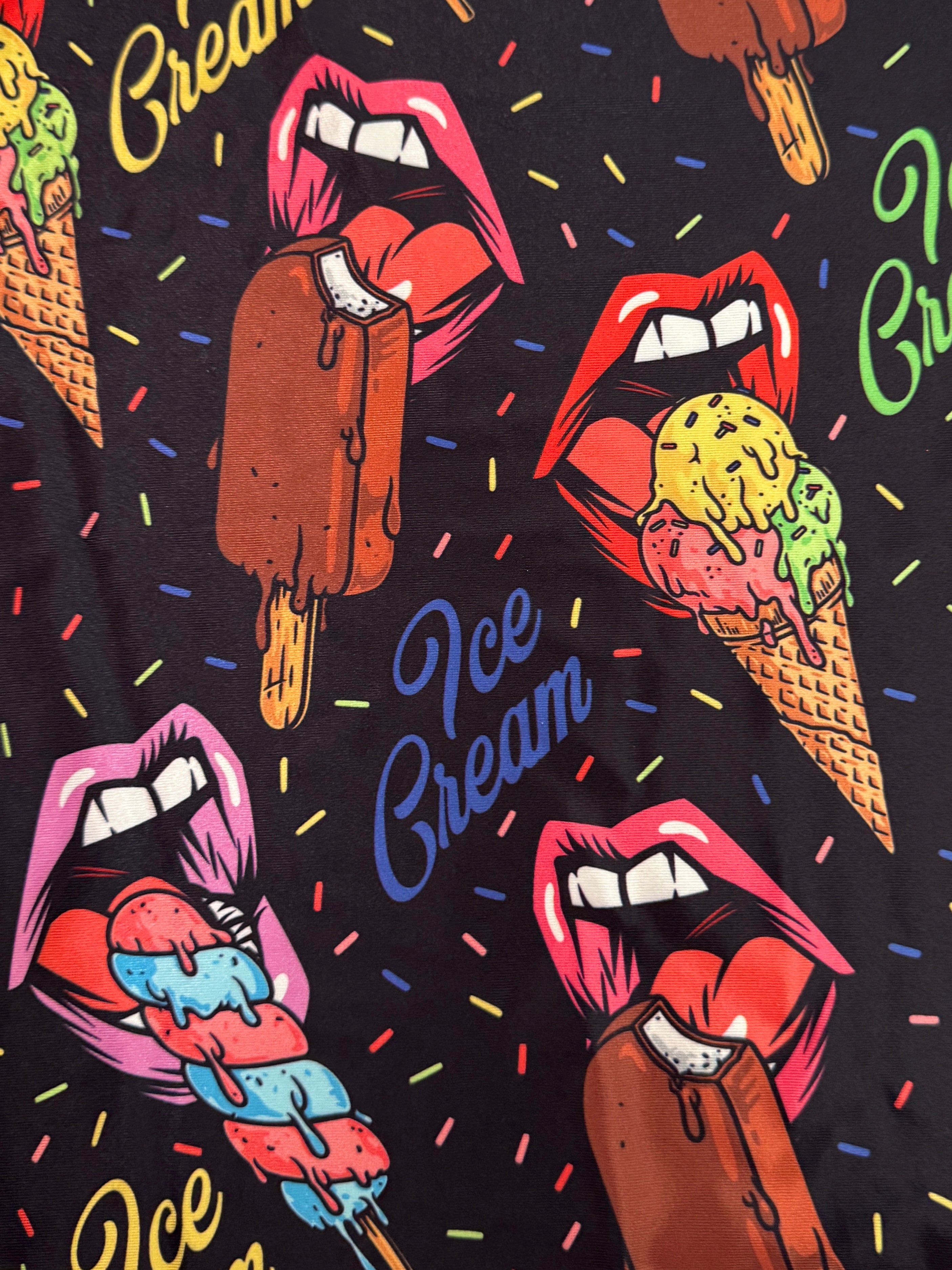 Sugar Rush Lips Pop Art Nylon Spandex, Nylon Spandex Print, Printed Spandex Fabric, Stretch Print Fabric, Printed Stretch Fabric, Spandex Print Fabric, Printed Fabric Stretch
