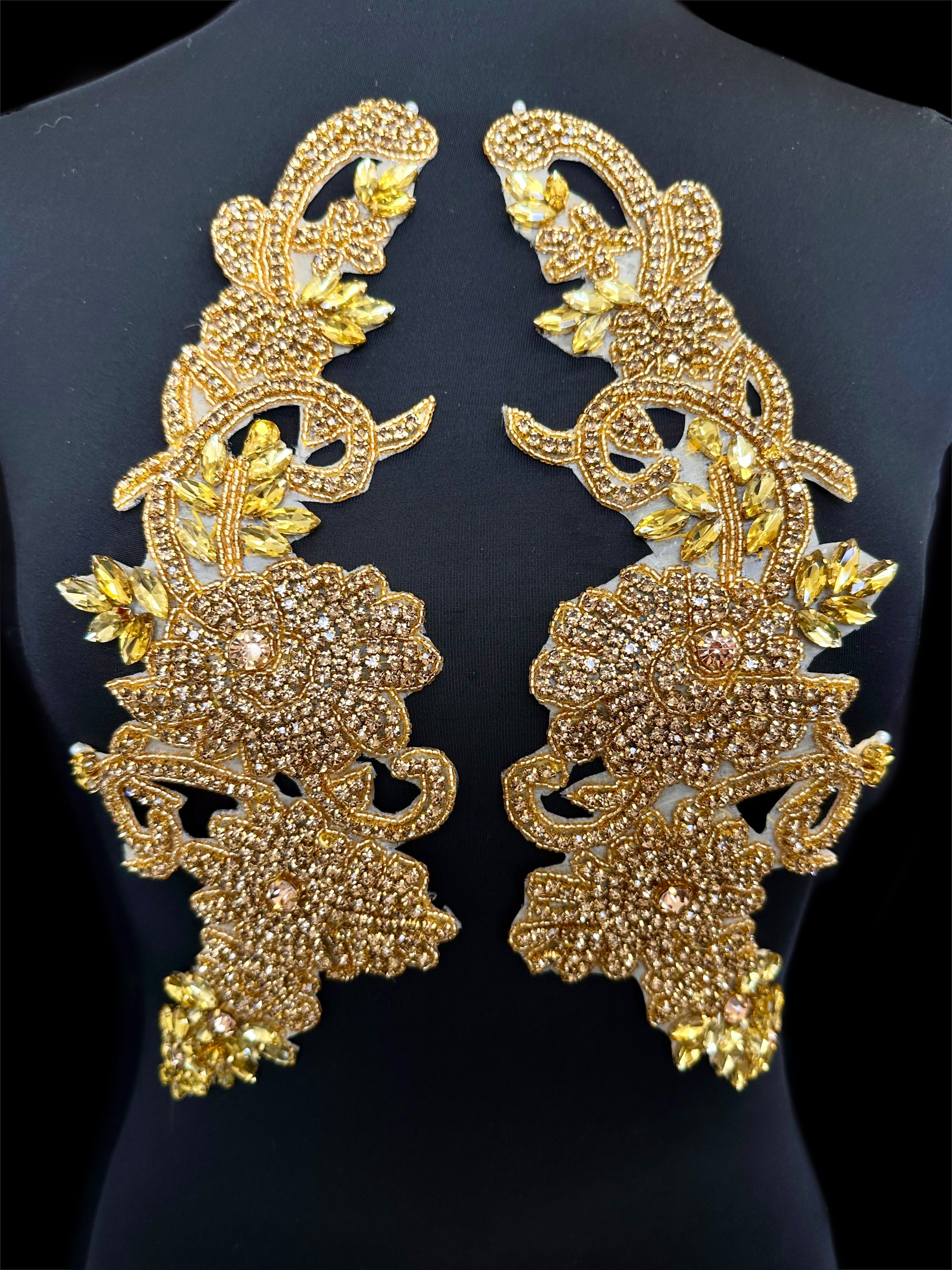 Trinity Gold Rhinestone Applique, Gold Rhinestones Applique, Embellished Clothing, Rhinestone Applications, Rhinestone Embroidery, Rhinestone Patch, Dress Patch, Rhinestones for Dress