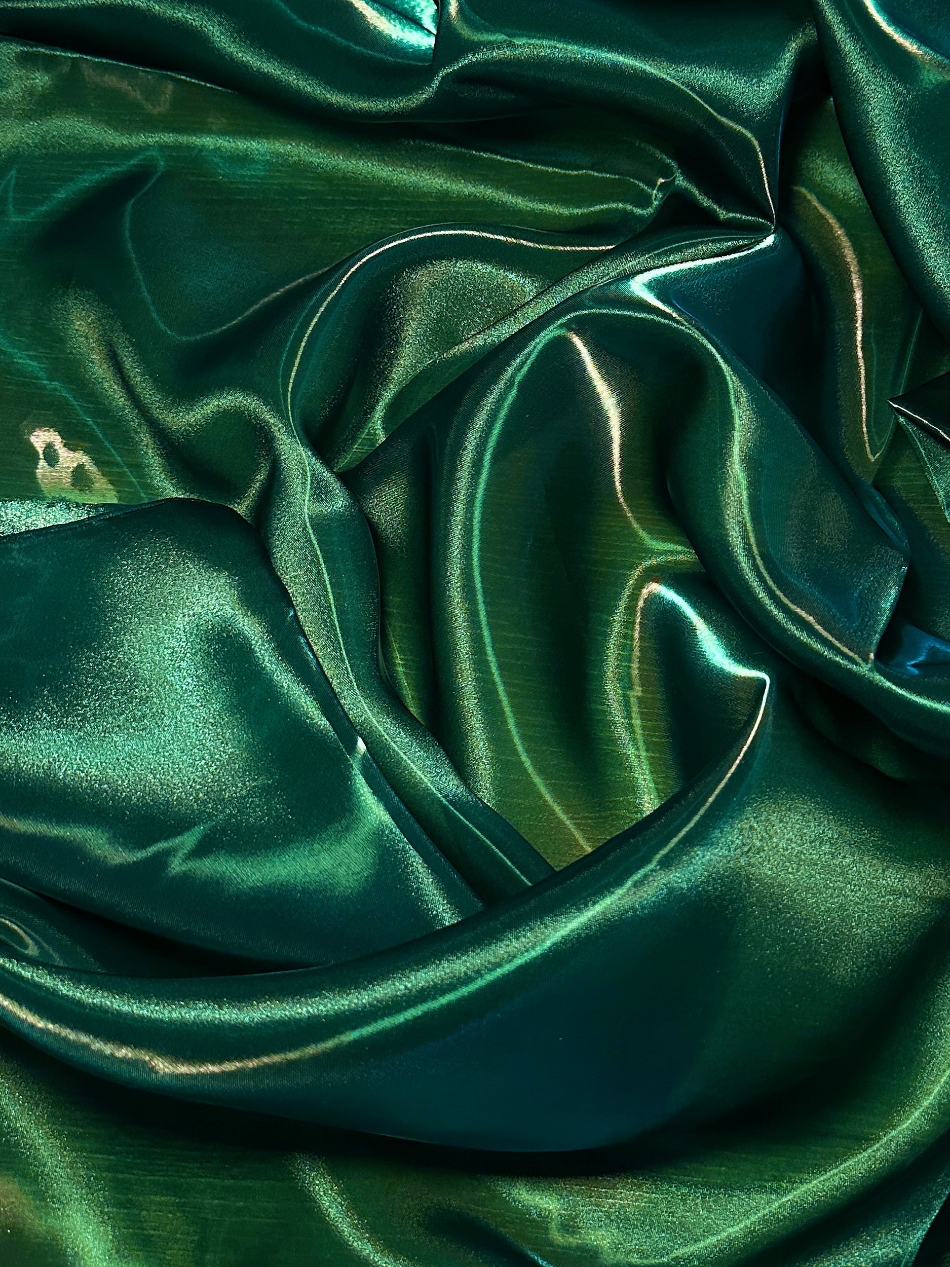 Diamond Green Liquid Shimmery Organza, Shiny Organza Cloth, Sheer Shimmer Organza, Glossy Organza Textile, Luxury Organza Fabric, Lightweight Shimmer Fabric