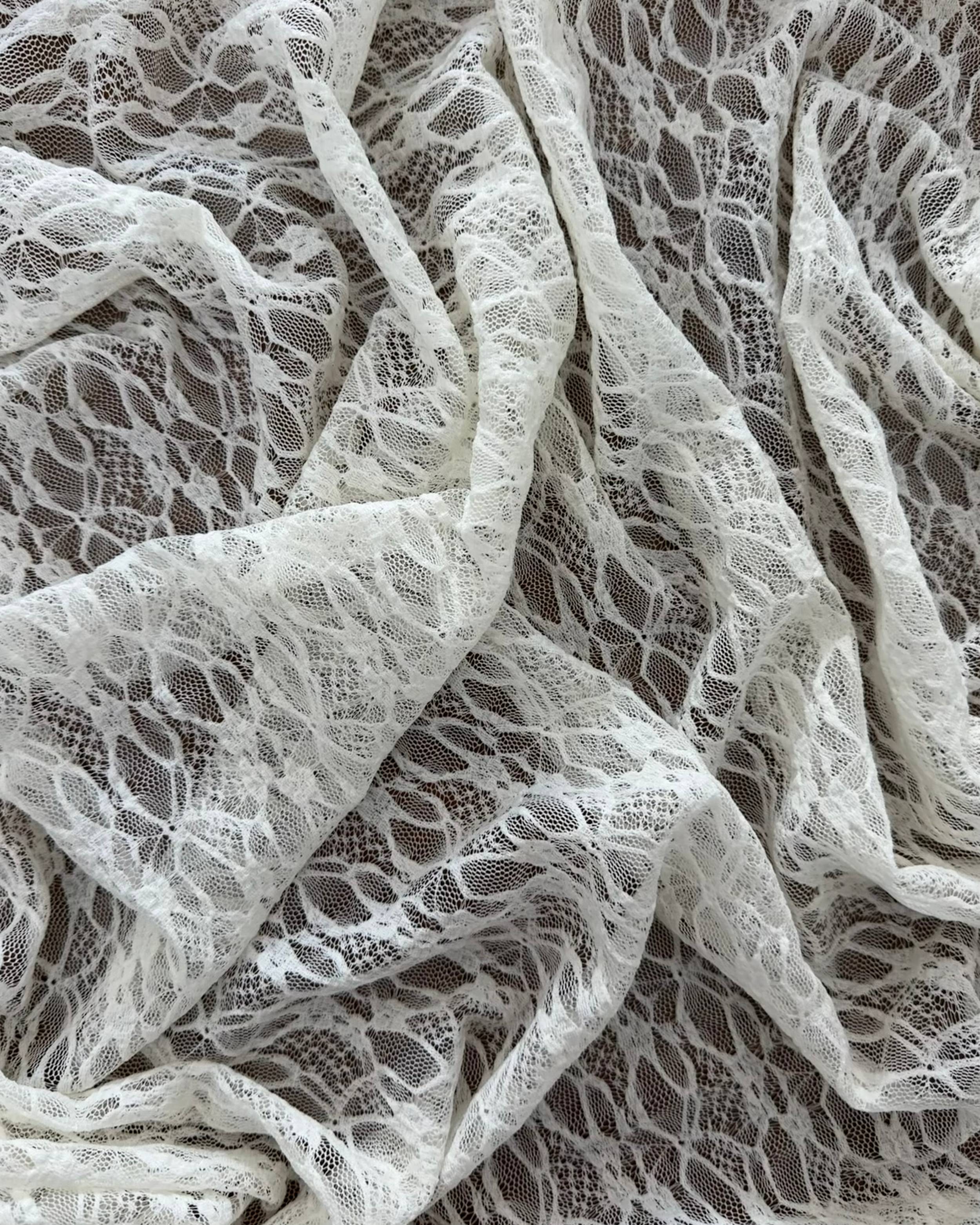Ivory Whisper Vine Stretch Chantilly Lace Mesh, Chantilly Lace Mesh, Vine Lace Fabric, Stretch Lace Fabric, Floral Lace Mesh, Sheer Lace Fabric, Botanical Lace Fabric