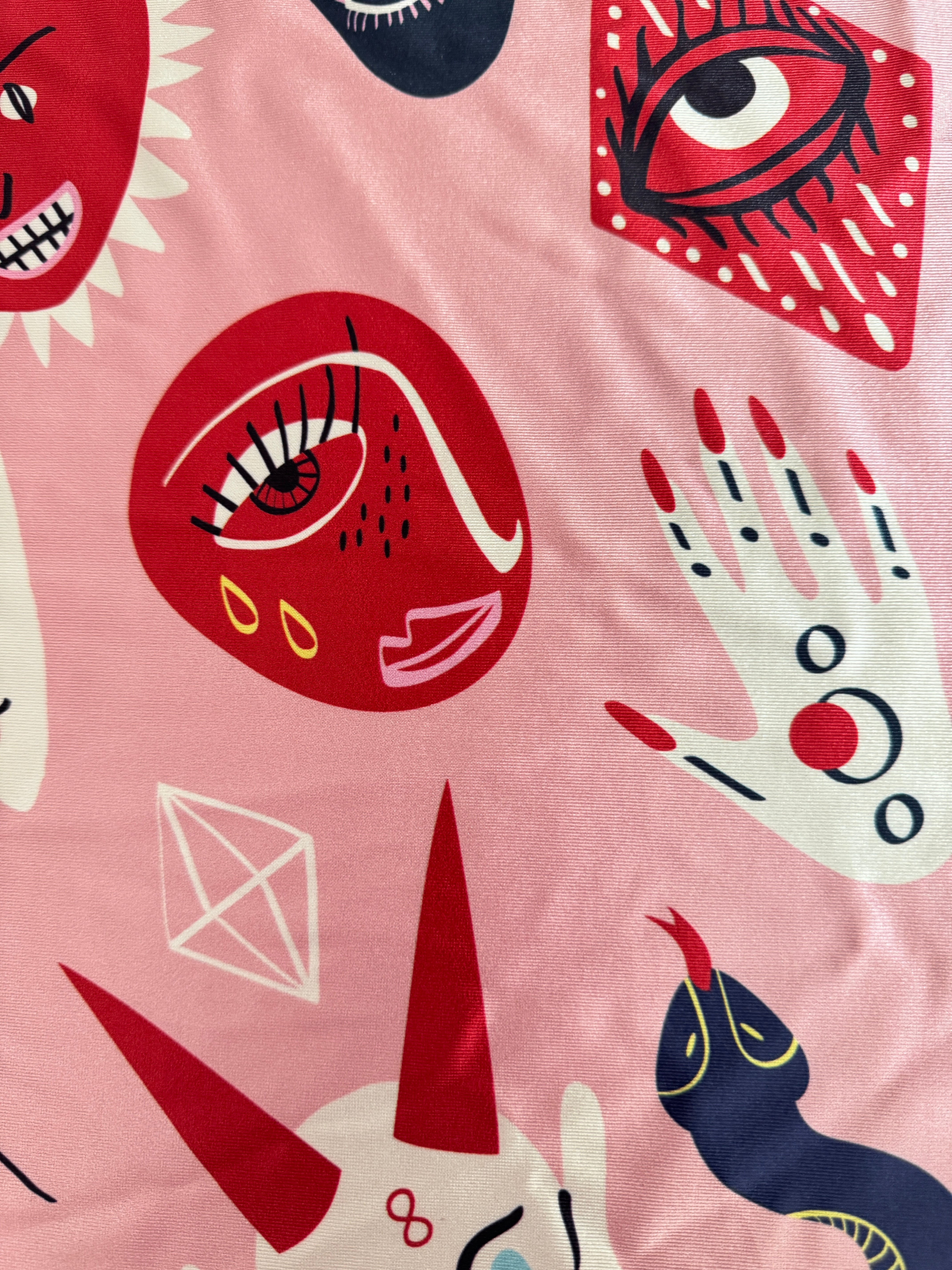 Abstract Faces Nylon Spandex, Nylon Spandex Print, Printed Spandex Fabric, Stretch Print Fabric, Printed Stretch Fabric, Spandex Print Fabric, Printed Fabric Stretch