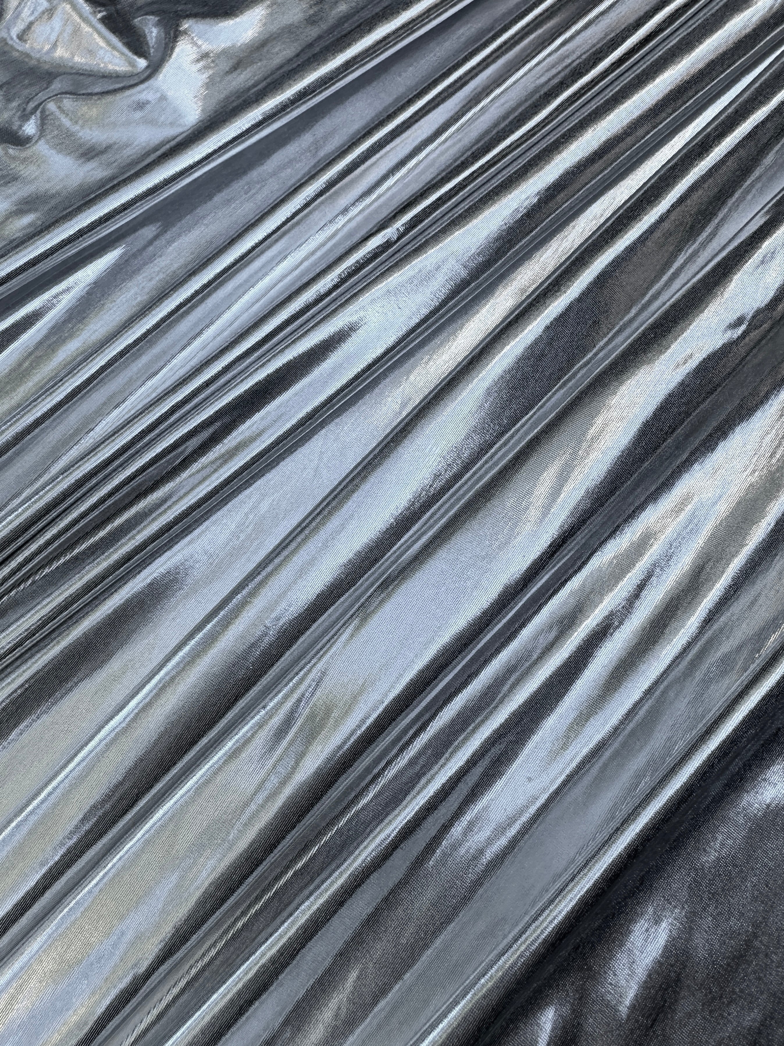 silver coated spandex pleather, Shiny silver pleather, silver pleather, pleather for woman, light silver pleather, dark silver spandex