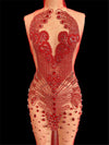 Tina Red Rhinestones Bodice Applique