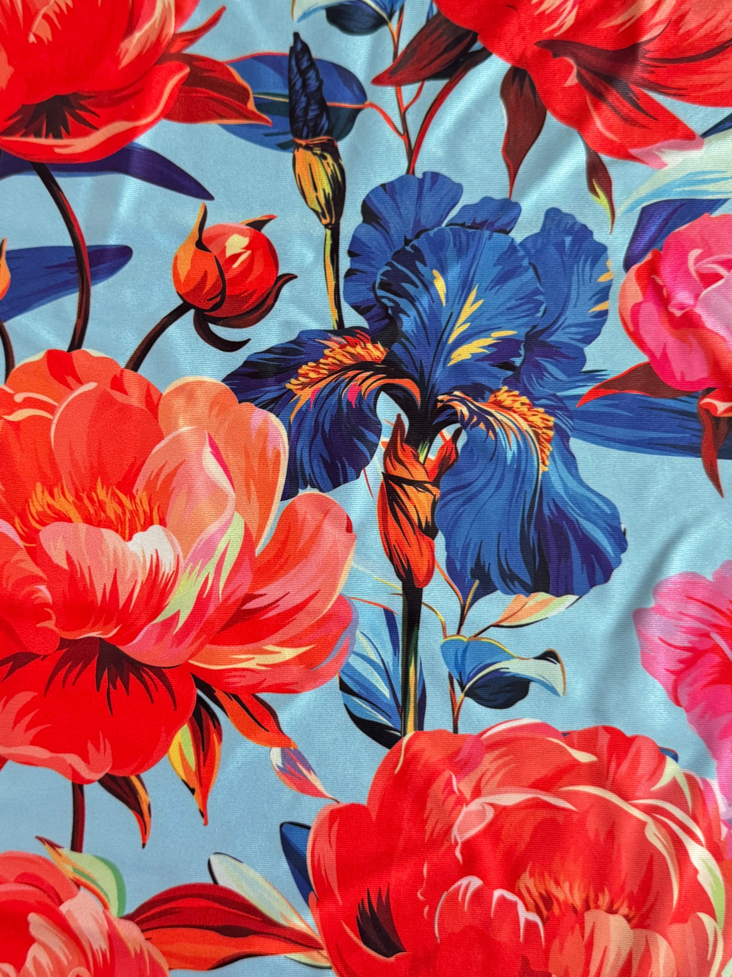 Garden Flowers Nylon Spandex, Nylon Spandex Print, Printed Spandex Fabric, Stretch Print Fabric, Printed Stretch Fabric, Spandex Print Fabric, Printed Fabric Stretch