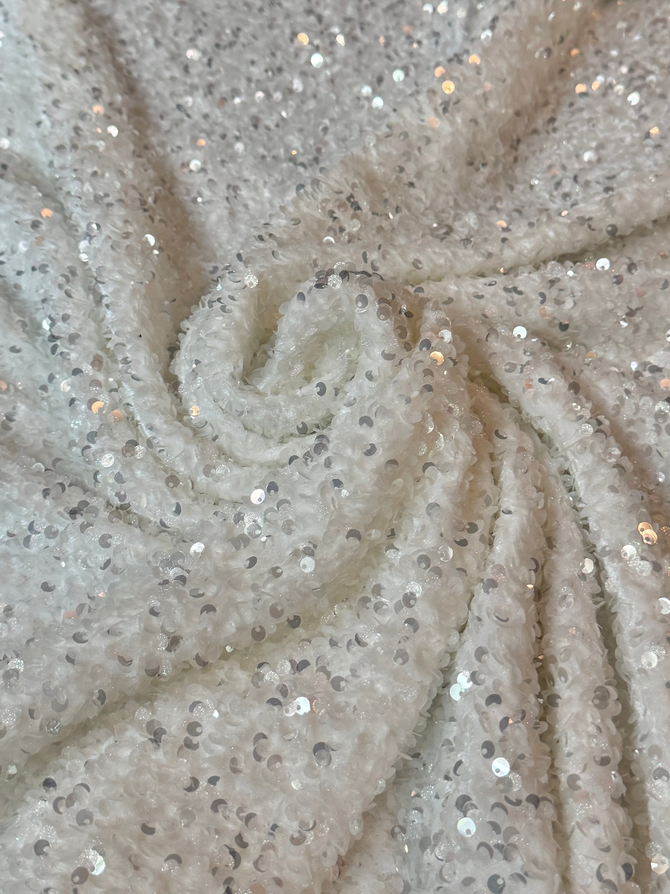 Off White Sequin on Velvet (Exclusive Color), Sequin on velvet, Sequin velvet for woman, Sequin velvet for bride, Sequin velvet on discount, Velvet fabric for dress