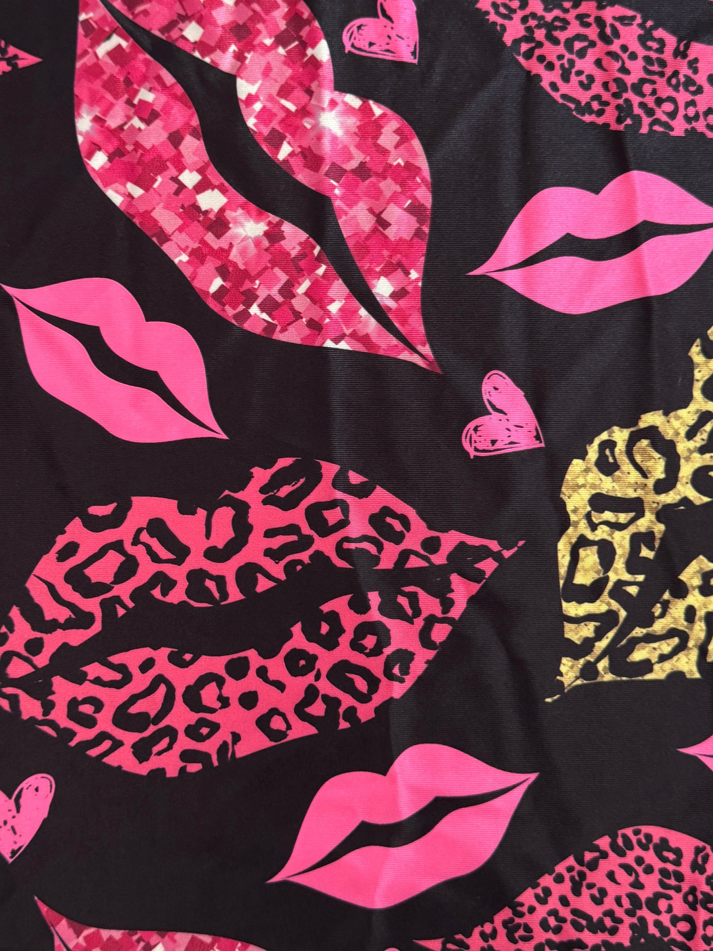 Pink Lips Nylon Spandex, Nylon Spandex Print, Printed Spandex Fabric, Stretch Print Fabric, Printed Stretch Fabric, Spandex Print Fabric, Printed Fabric Stretch