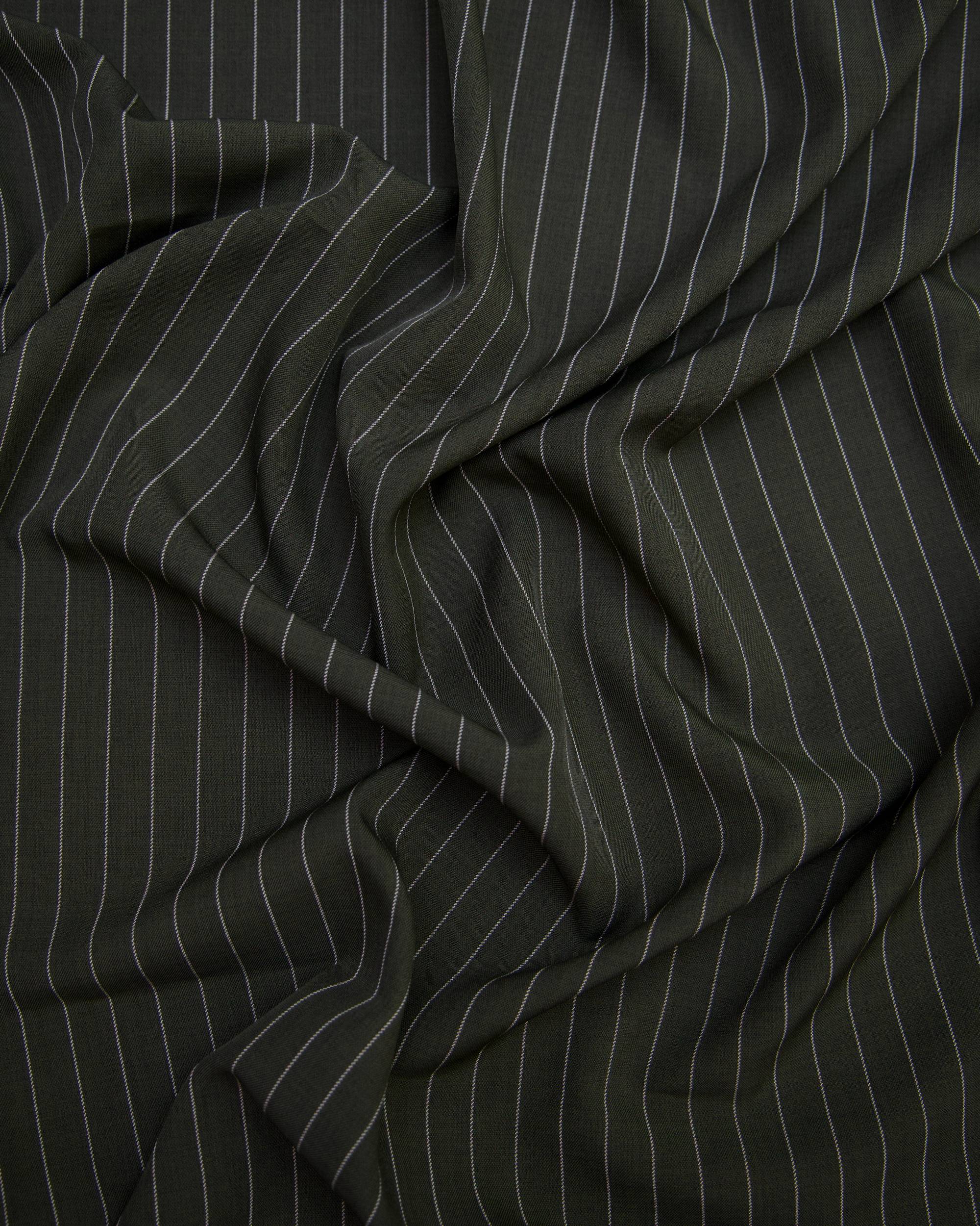 Army Green Tailored Pin Stripe Suiting, PIN Stripe Suiting, Pinstripe Suiting Fabric, Suiting Fabric, Stripe Suiting Fabric, Tailored Fabric, Mens Suiting Fabric, Womens Suiting Fabric