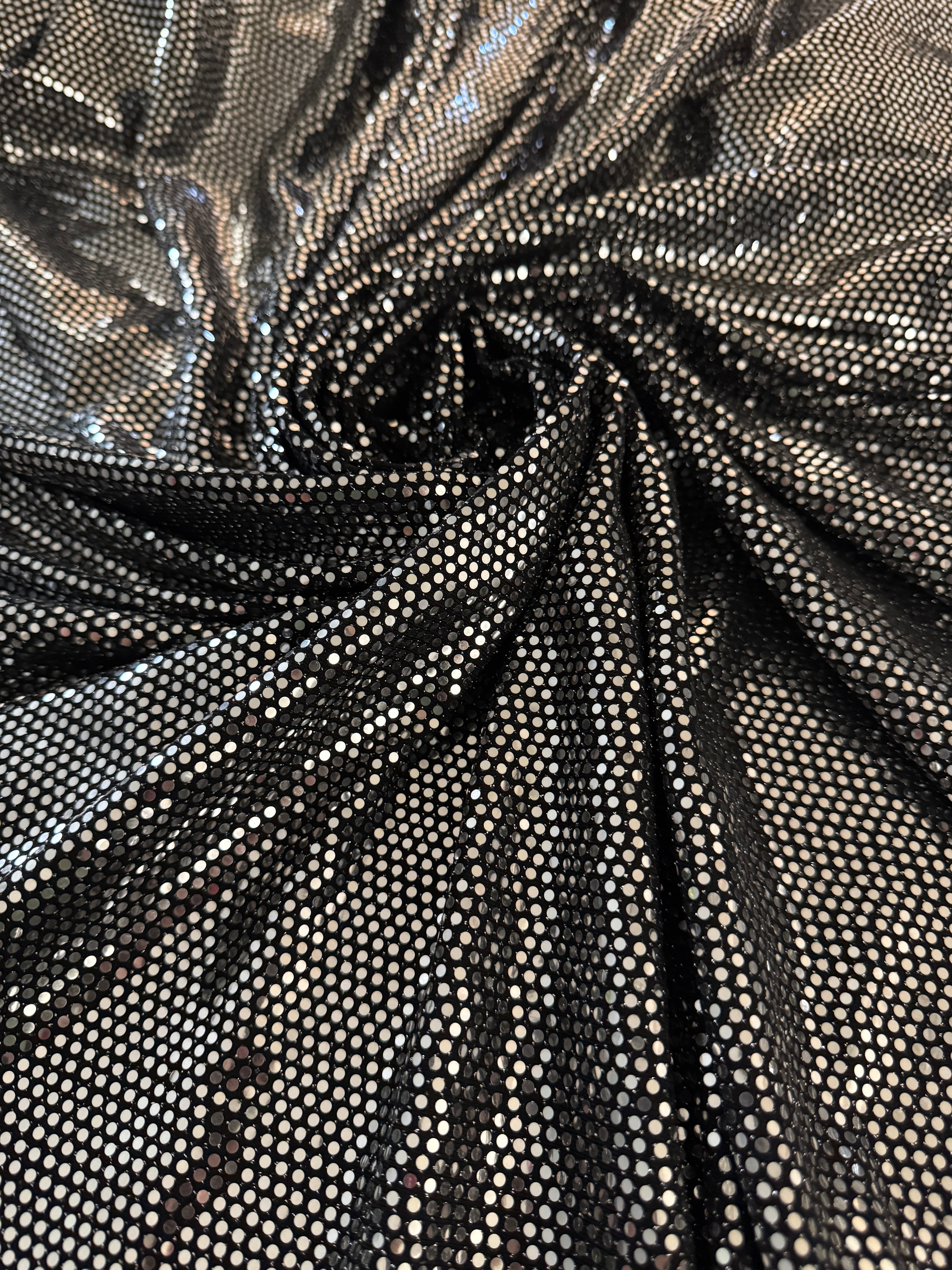 Silver Sequin Mirror Foiled Spandex, Sequin Spandex, Sequin Lycra, Foil Spandex, Mirror Spandex, Mirror Fabric, Metallic Spandex, Metallic Fabric, Foil Fabric