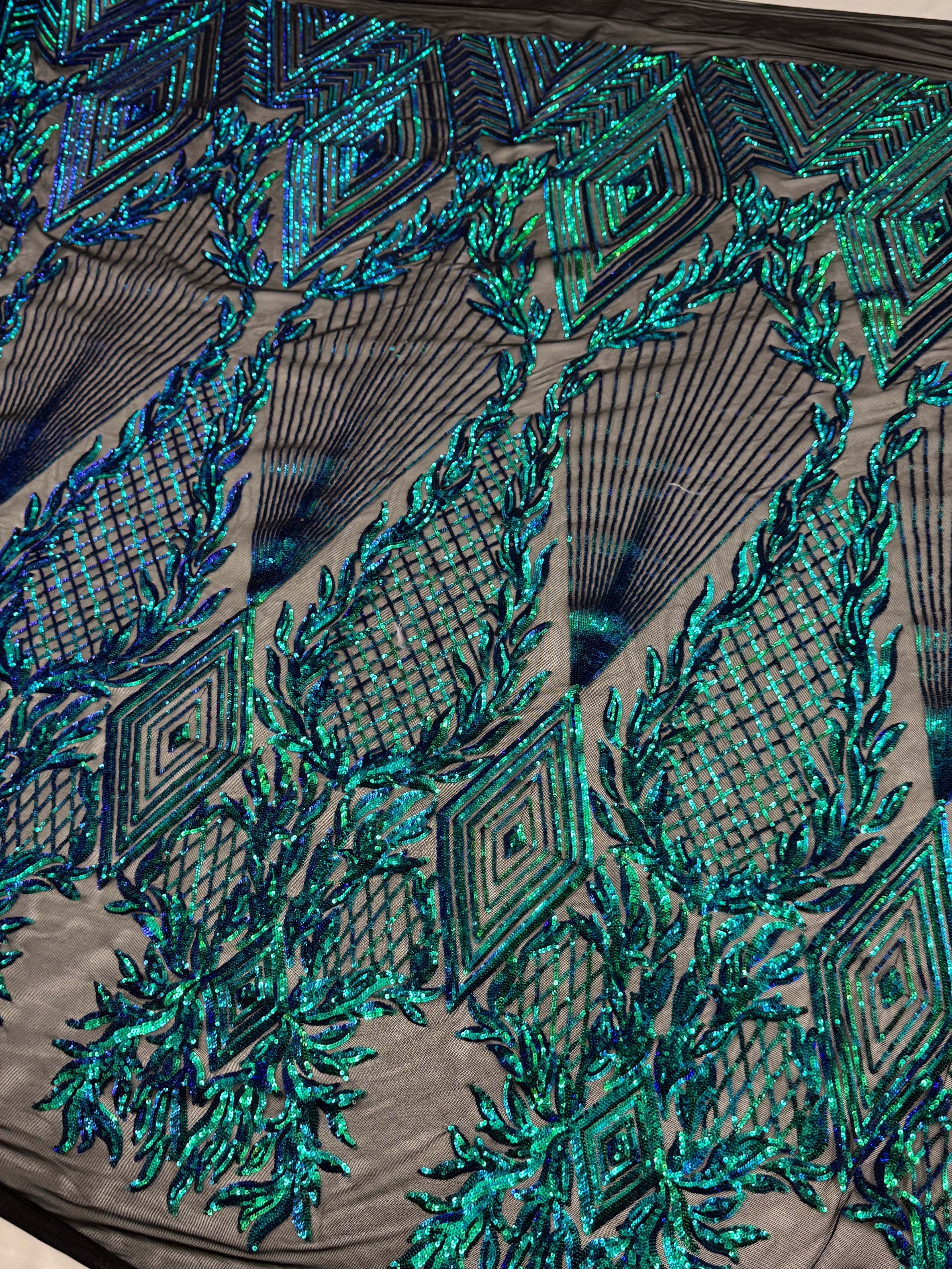 Emerald Embroidered Sequins on Mesh, Embroidered Sequin Mesh for woman, Stretch Sequin Mesh for bride, Stretch Sequin Mesh on sale, Embroidered Sequin Mesh on discount