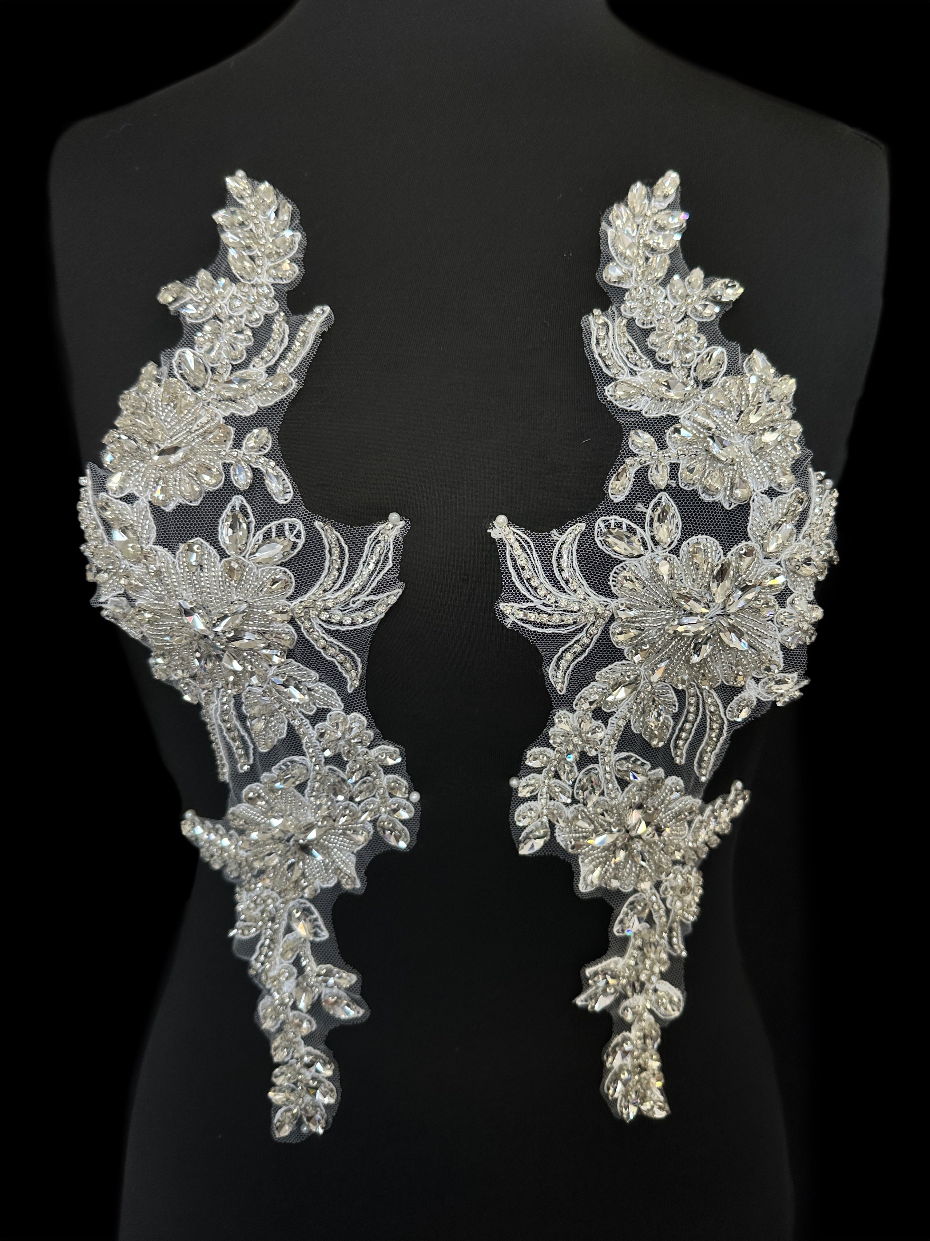 Trinity Silver Rhinestone Applique, Silver Rhinestones Applique, Embellished Clothing, Rhinestone Applications, Rhinestone Embroidery, Rhinestone Patch, Dress Patch, Rhinestones for Dress