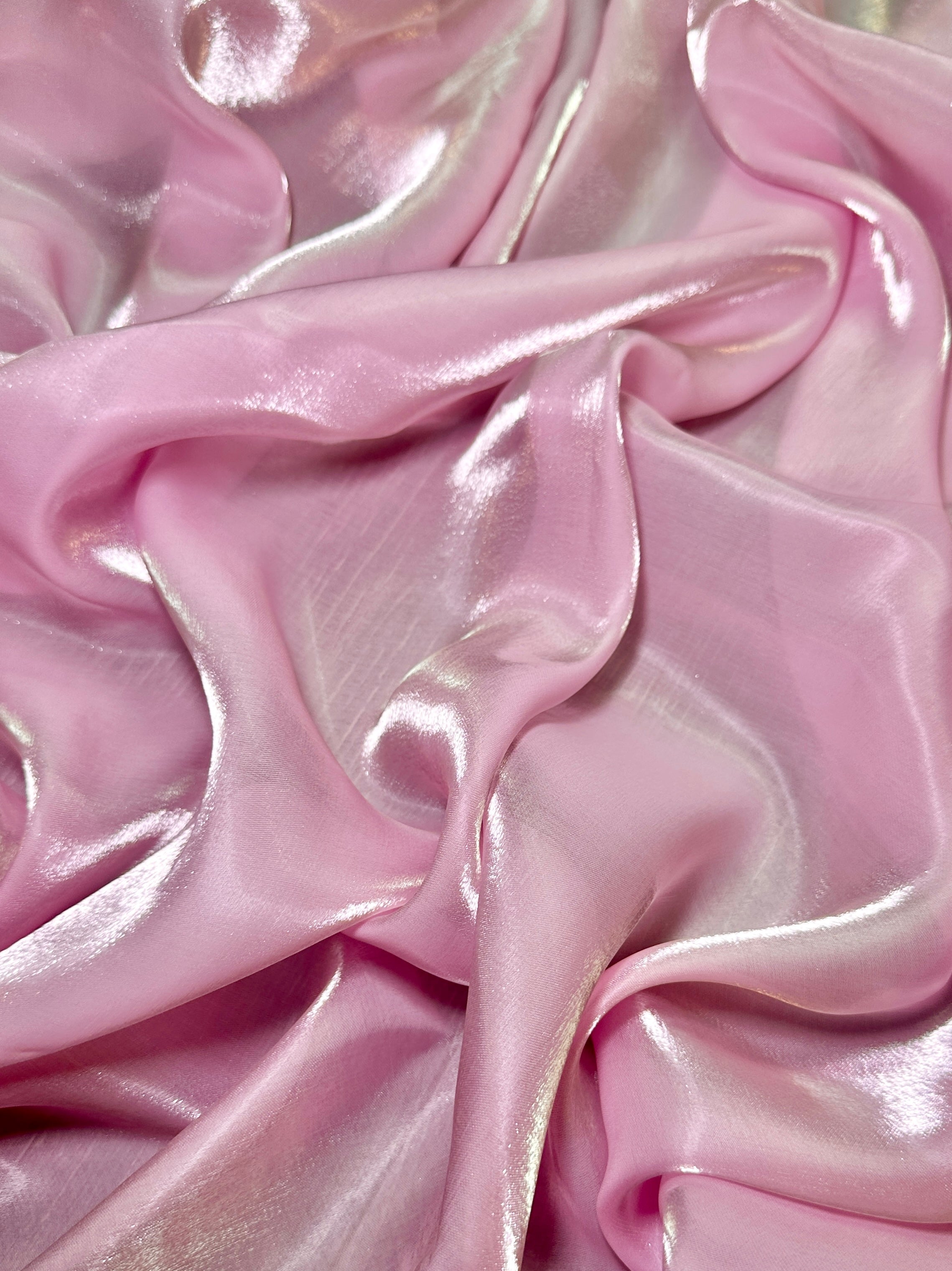 Baby Pink Water Liquid Shimmery Chiffon, Premium Glittery Chiffon, Wet Chiffon, Shimmery Chiffon, Fancy fabric, Luxurious liquid fabric, Chiffon for women