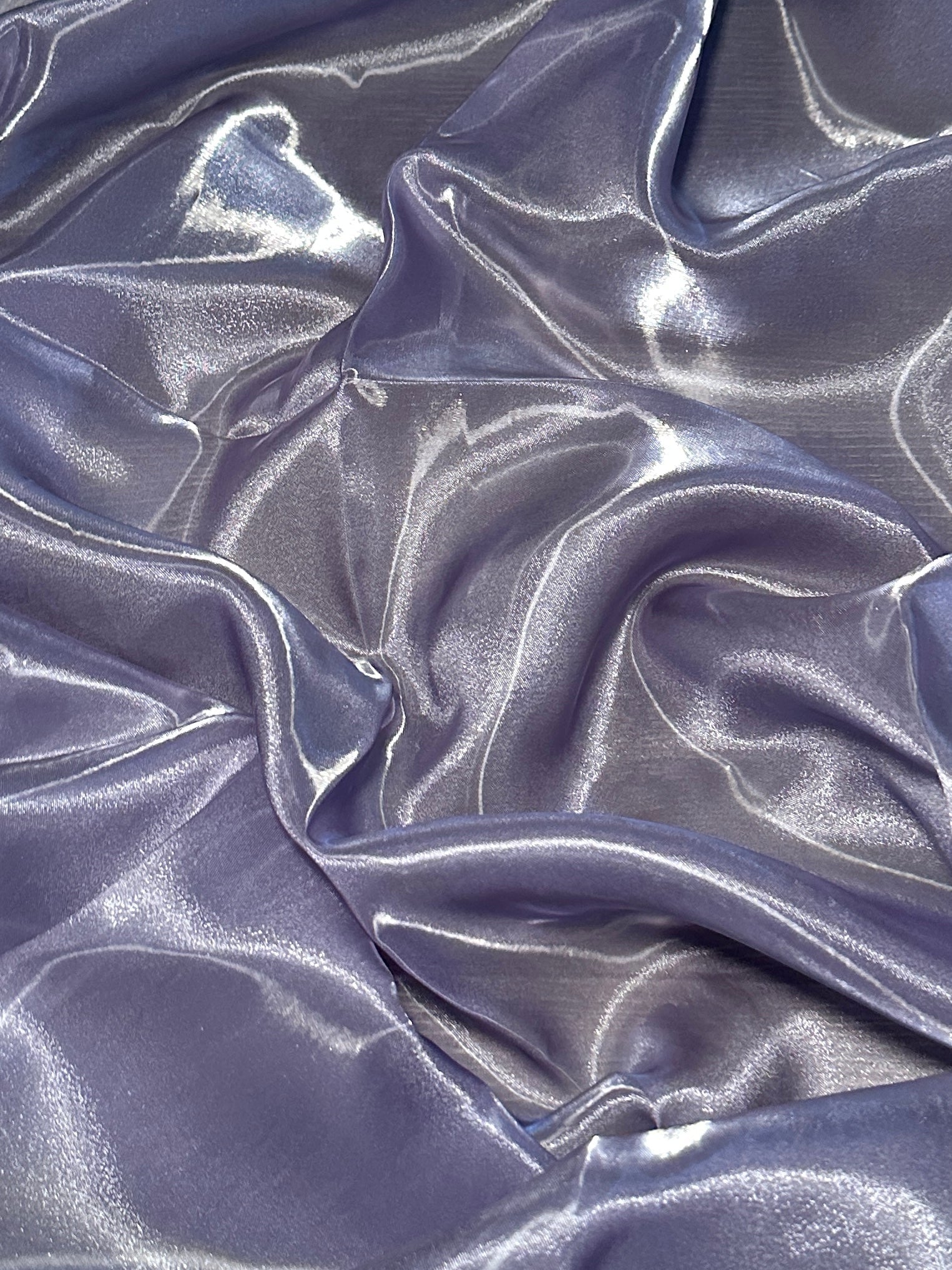 Lavender Liquid Shimmery Organza, Shiny Organza Cloth, Sheer Shimmer Organza, Glossy Organza Textile, Luxury Organza Fabric, Lightweight Shimmer Fabric