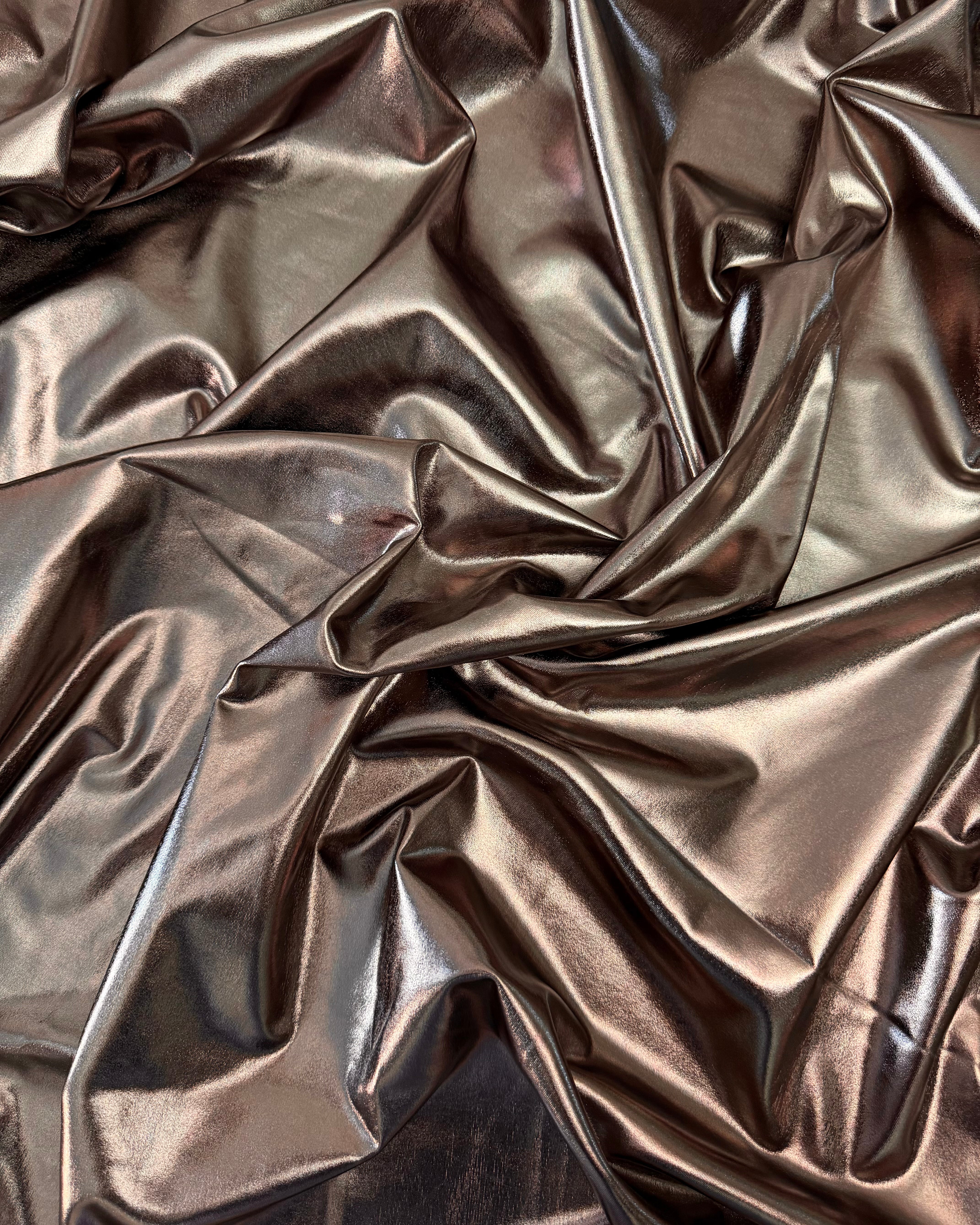 Bronze Havana Foiled Spandex, Foiled Spandex Fabric, Metallic Spandex Fabric, Shiny Spandex Fabric, Foil Stretch Fabric, Shimmer Fabric, Hologram Spandex
