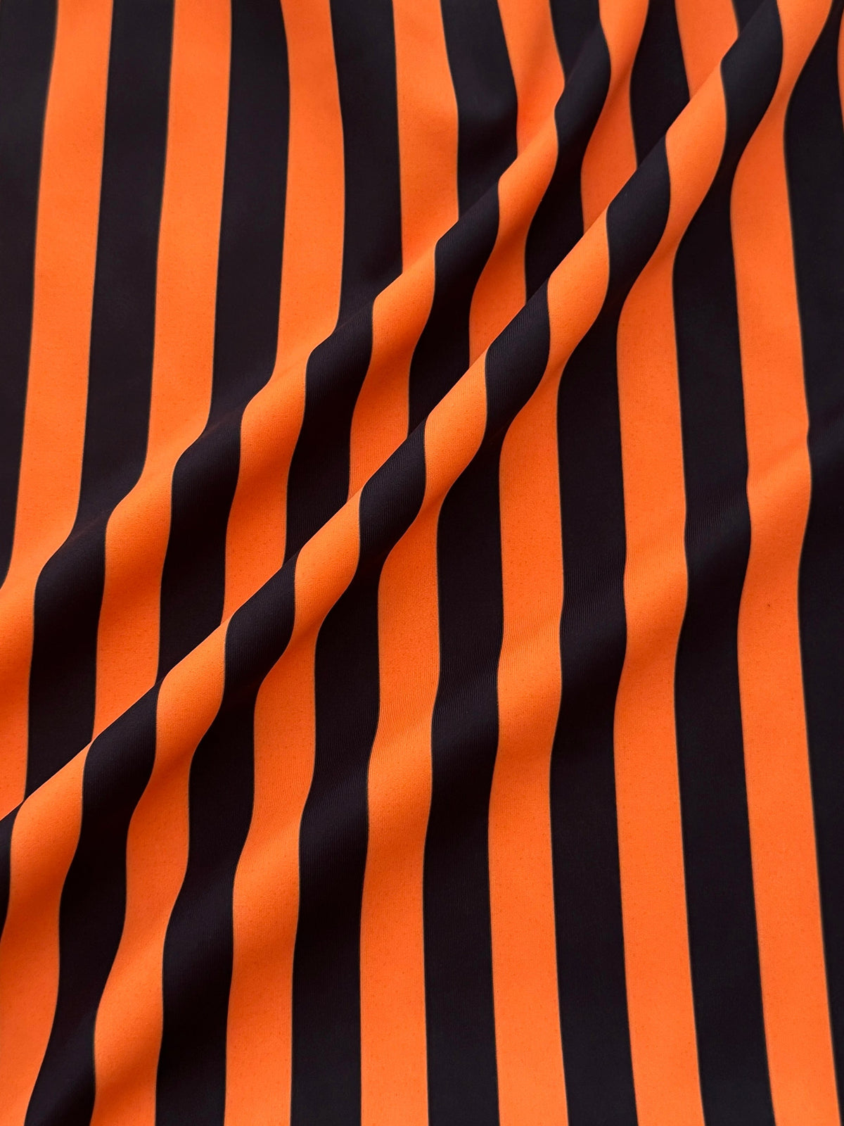 Orange 1-2 Inch Stripe Print Nylon Spandex, Halloween Spandex, Halloween Fabric, Spandex Fabric, Nylon Spandex, Stretch Fabric, 4 Way Stretch, Spooky Fabric