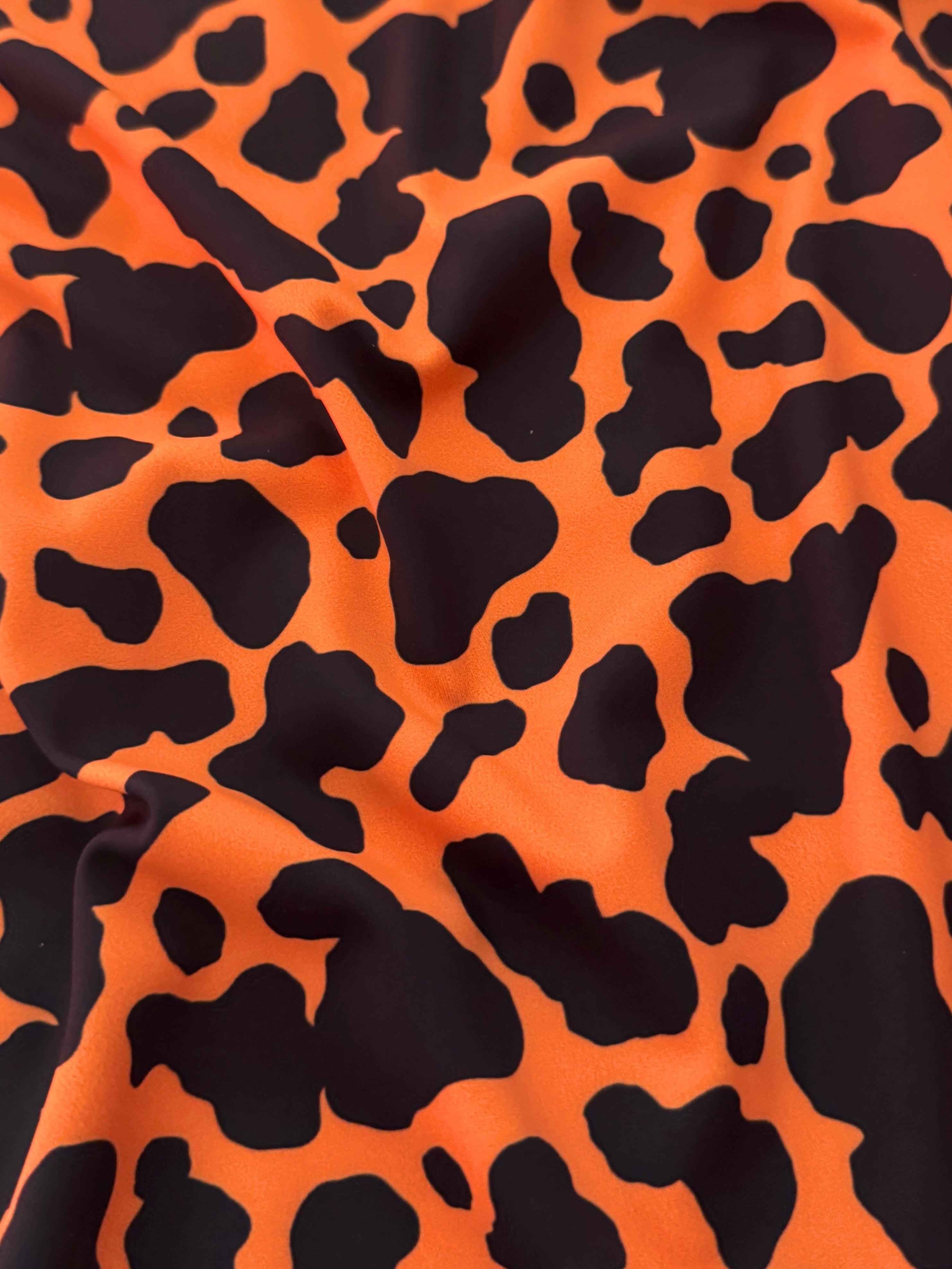 Orange Leopard Print Nylon Spandex, Halloween Spandex, Halloween Fabric, Spandex Fabric, Nylon Spandex, Stretch Fabric, 4 Way Stretch, Spooky Fabric
