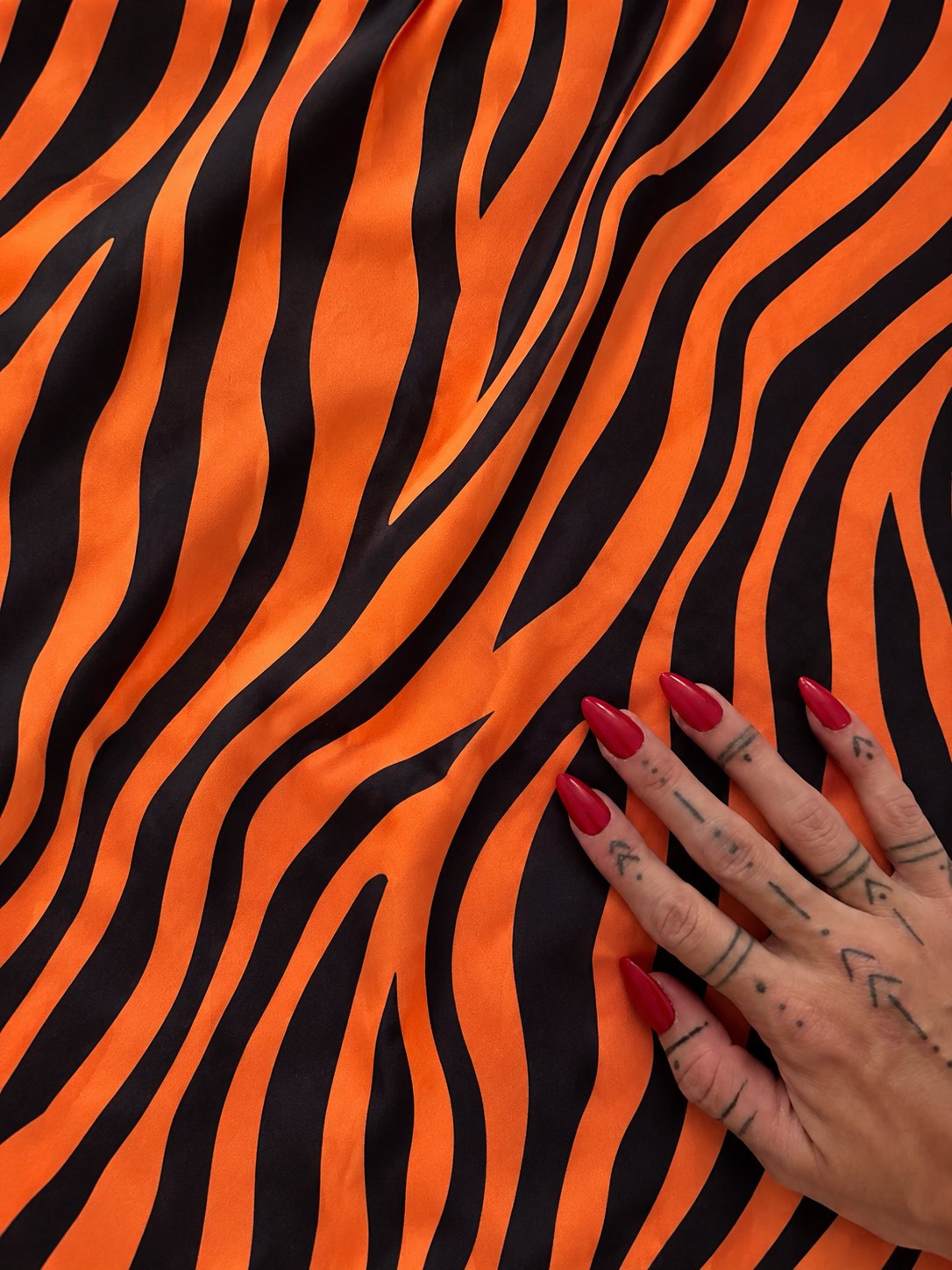 Orange Zebra Stripe Print Nylon Spandex, Halloween Spandex, Halloween Fabric, Spandex Fabric, Nylon Spandex, Stretch Fabric, 4 Way Stretch, Spooky Fabric