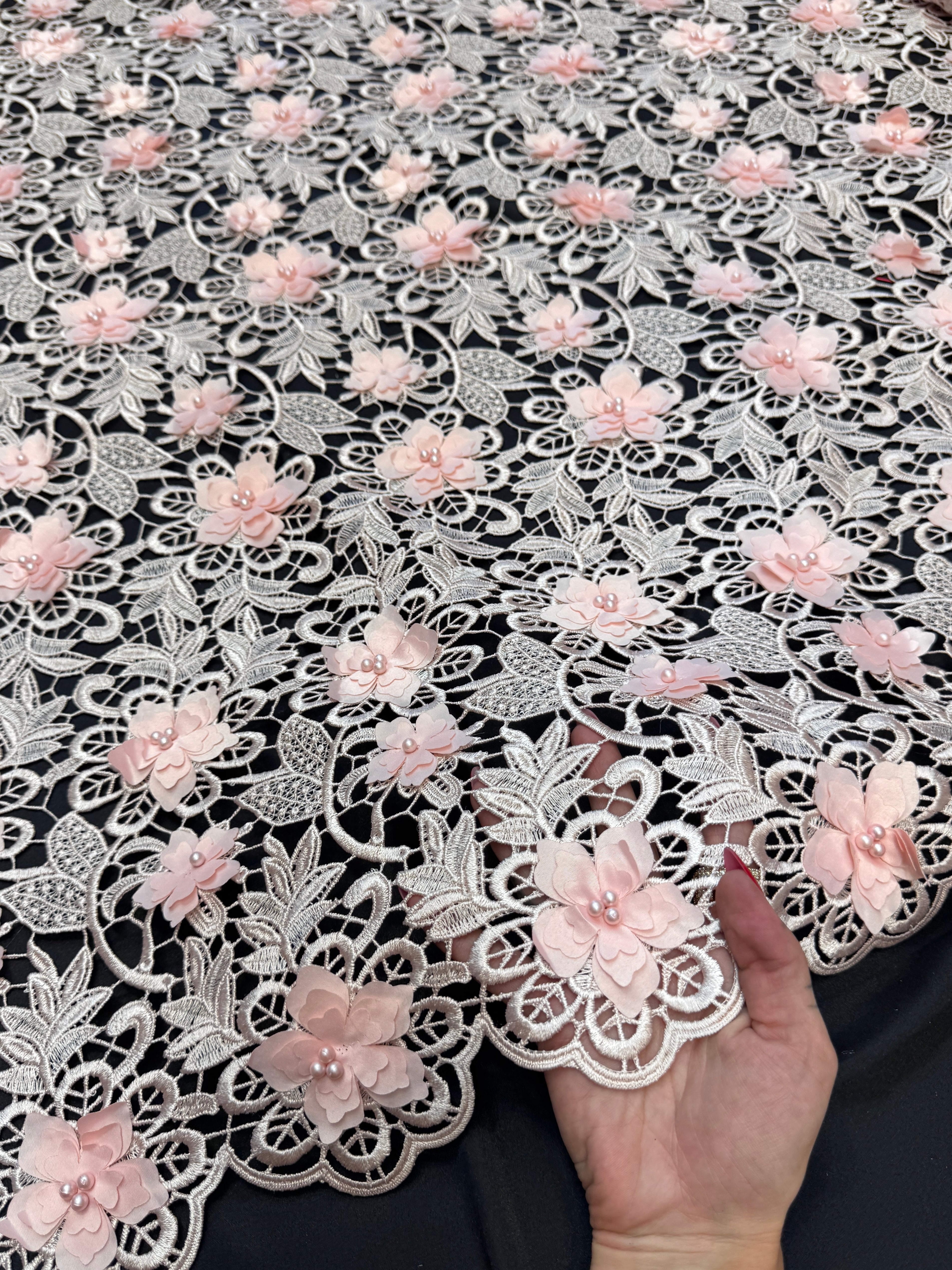 3D Blossom Beaded Embroidered Lace