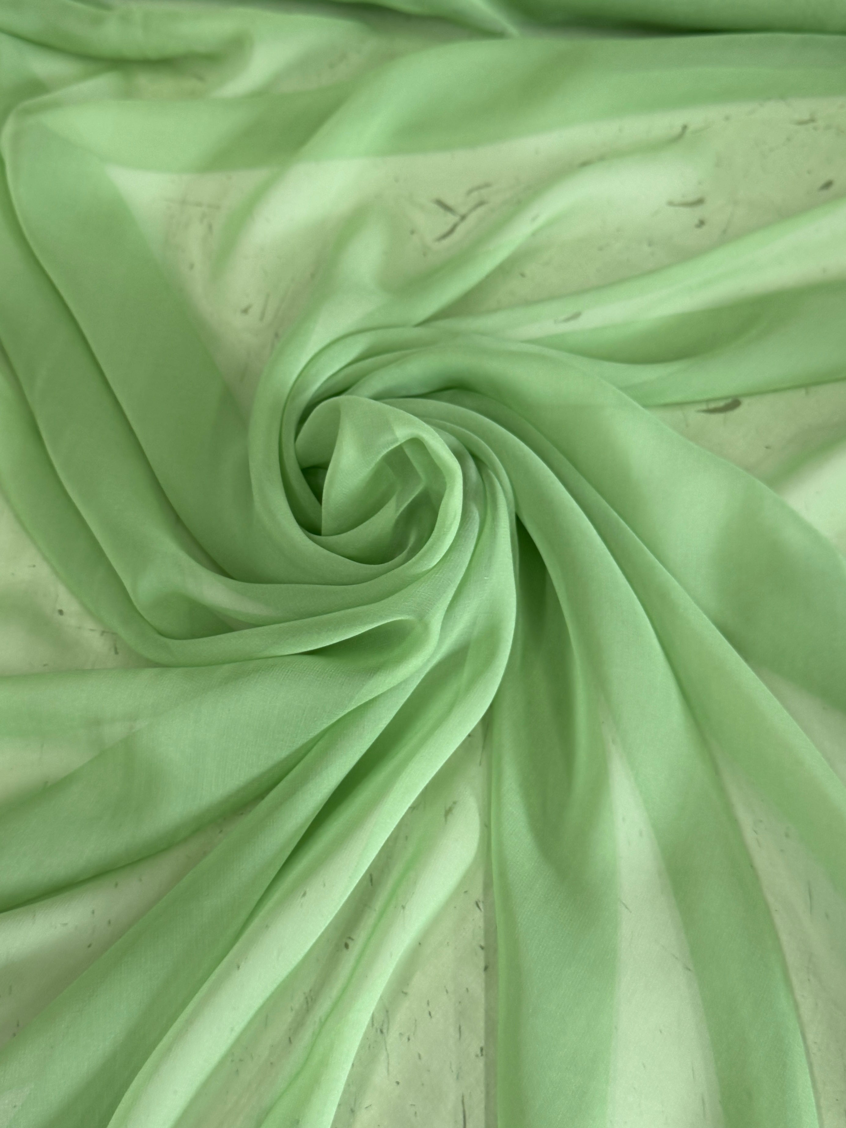 Apple Green Italian Silk Chiffon, Silk Chiffon Fabric, Pure Silk Chiffon, Luxury Silk Fabric, Lightweight Silk Fabric, Sheer Silk Fabric, Designer Silk Fabric, High End Silk Fabric
