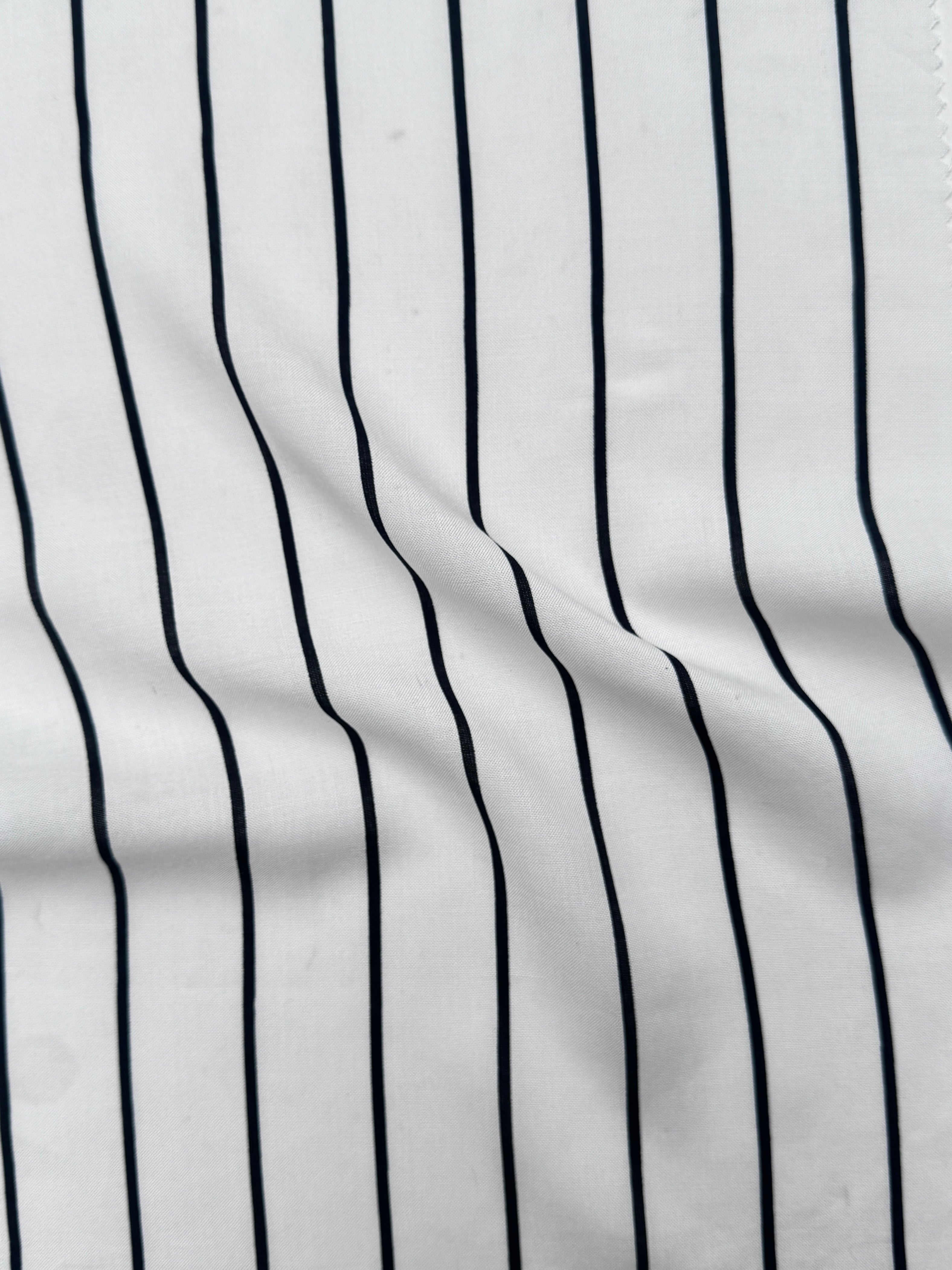 Black/White Stripe Rayon Challis, Black Rayon Challis, White Rayon Challis, eco-friendly fabric, pure Rayon Challis fabric, Rayon Challis, Rayon Challis fabric, kiki textiles, sewing      